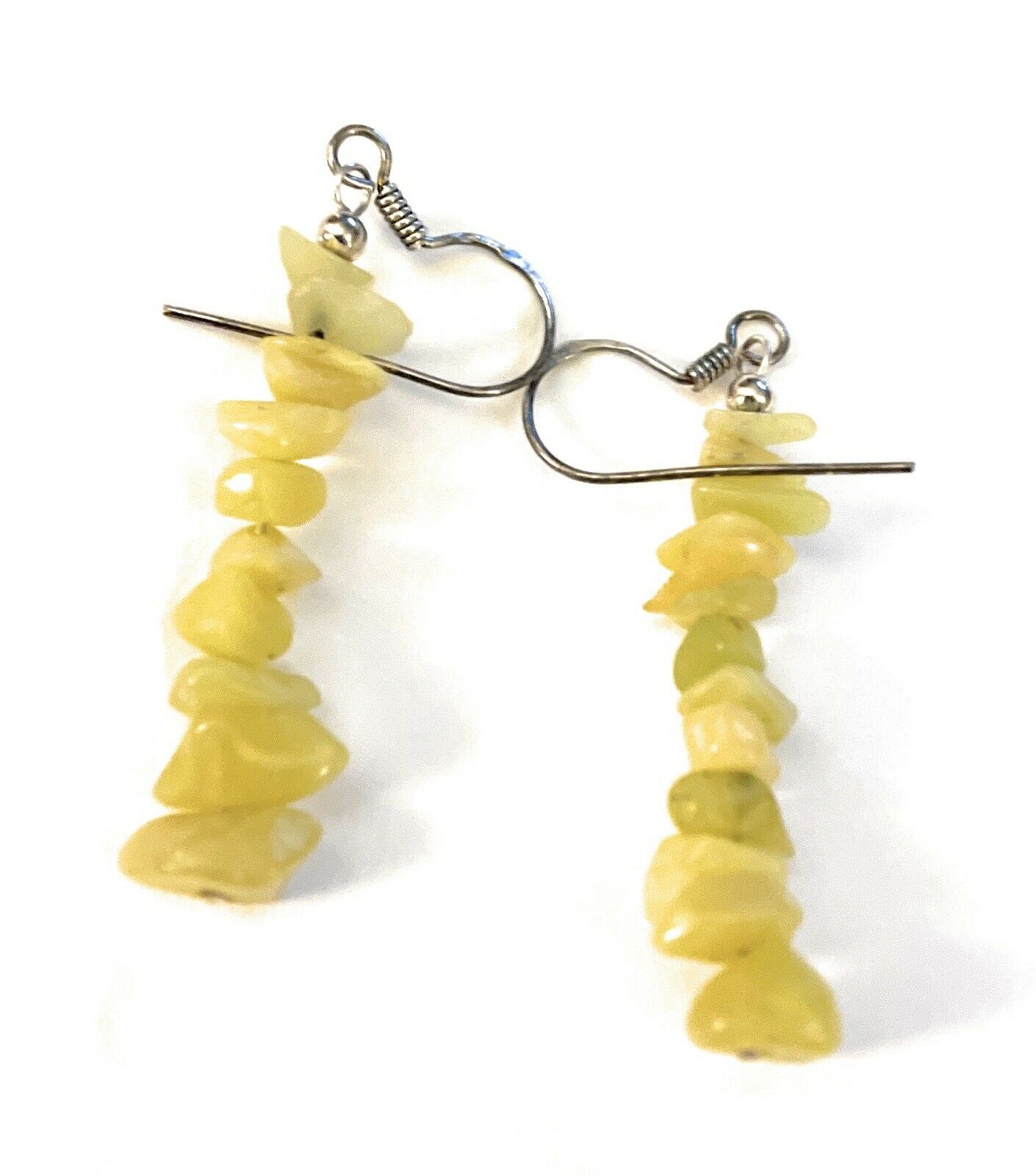 Handcrafted Sterling Silver Yellow Quartz Chip Dangle Earrings