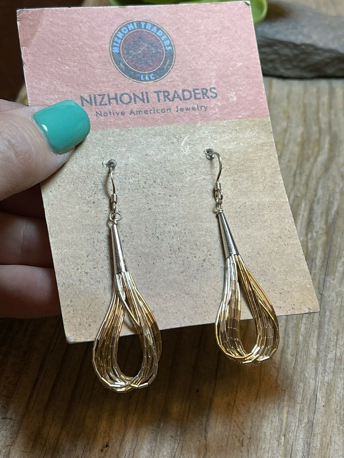 Handcrafted Delicate Sterling Liquid Silver Two Tone Dangle Earrings