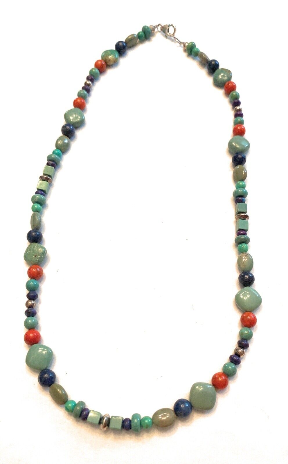 Sterling Silver & Multi Stone Beaded Necklace