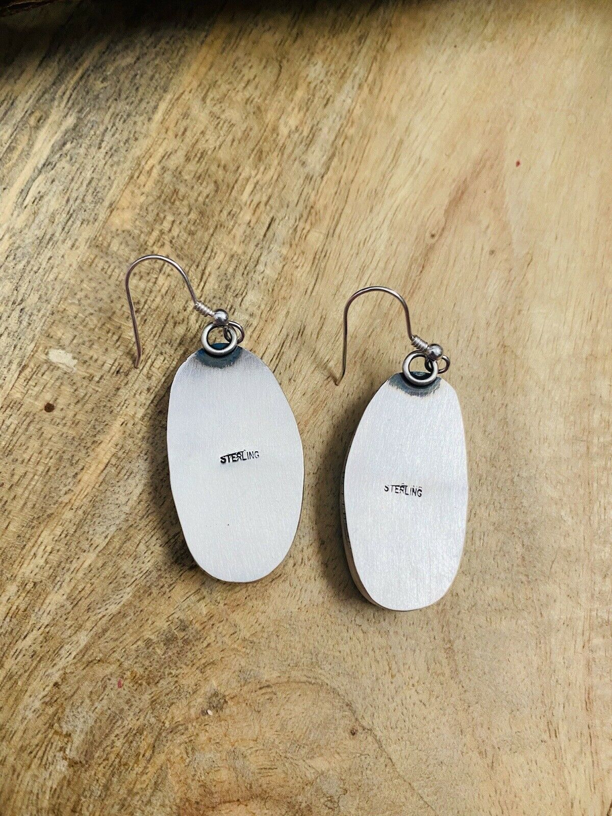 Navajo Kingman Turquoise & Sterling Silver Dangle Earrings Signed