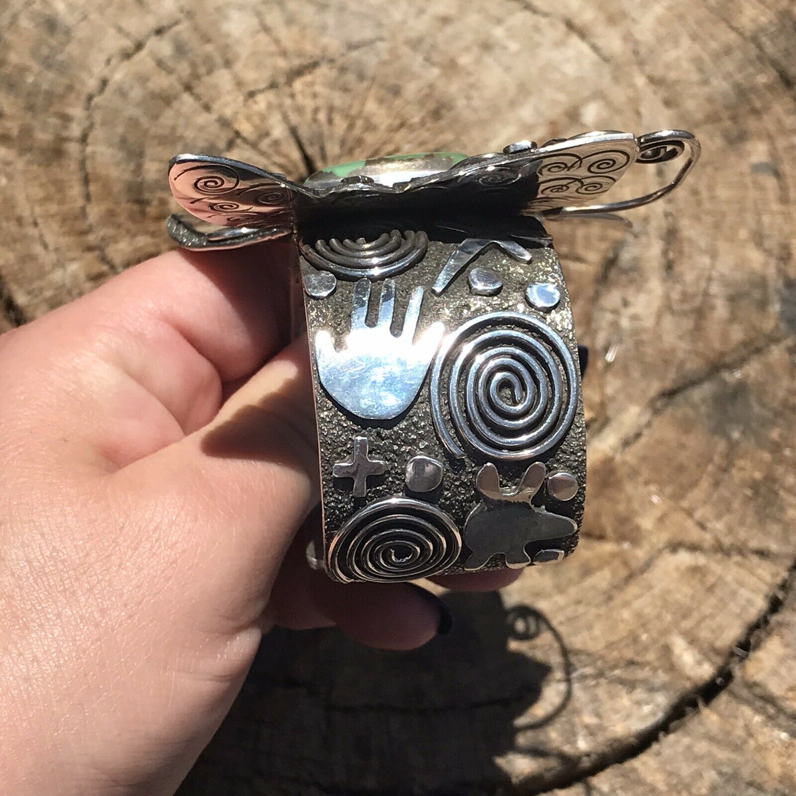 Sterling Turquoise Butterfly Bracelet Cuff By Alex Sanchez /