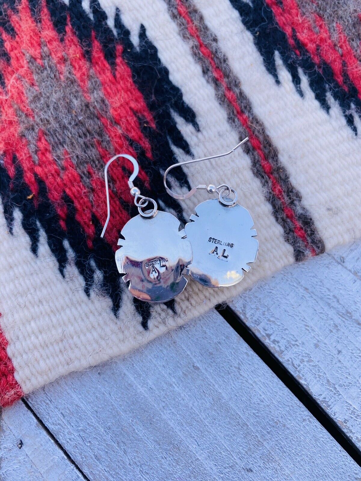 Handcrafted Sterling Silver Gaspeite Dangle Earrings Signed