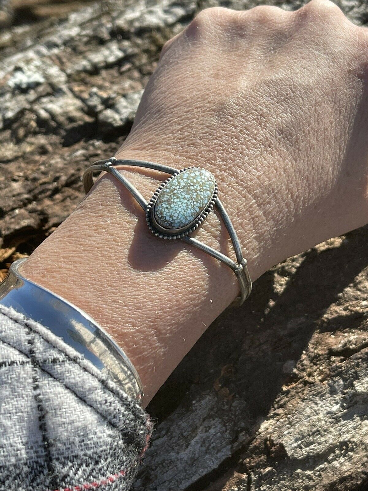 Handcrafted Sterling Silver & Number 8 Turquoise Signed Cuff Signed S.Cooke