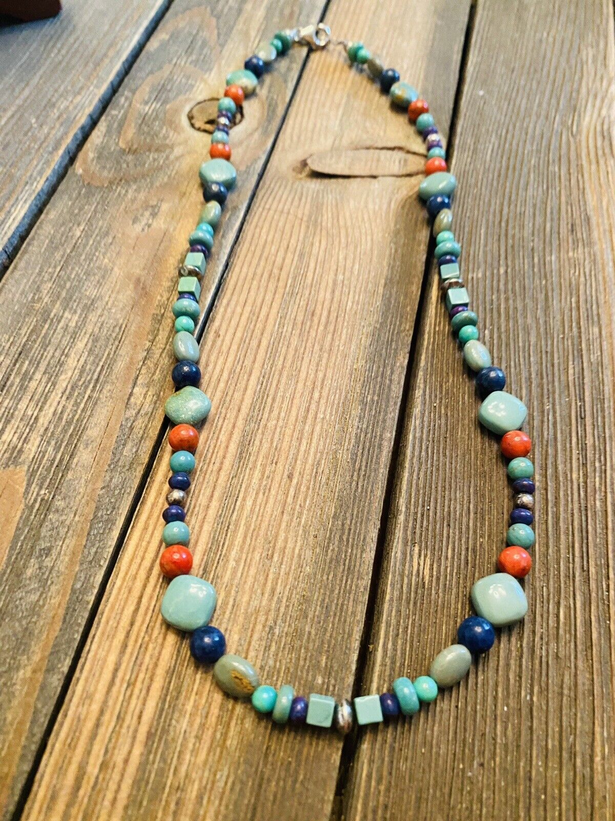 Sterling Silver & Multi Stone Beaded Necklace
