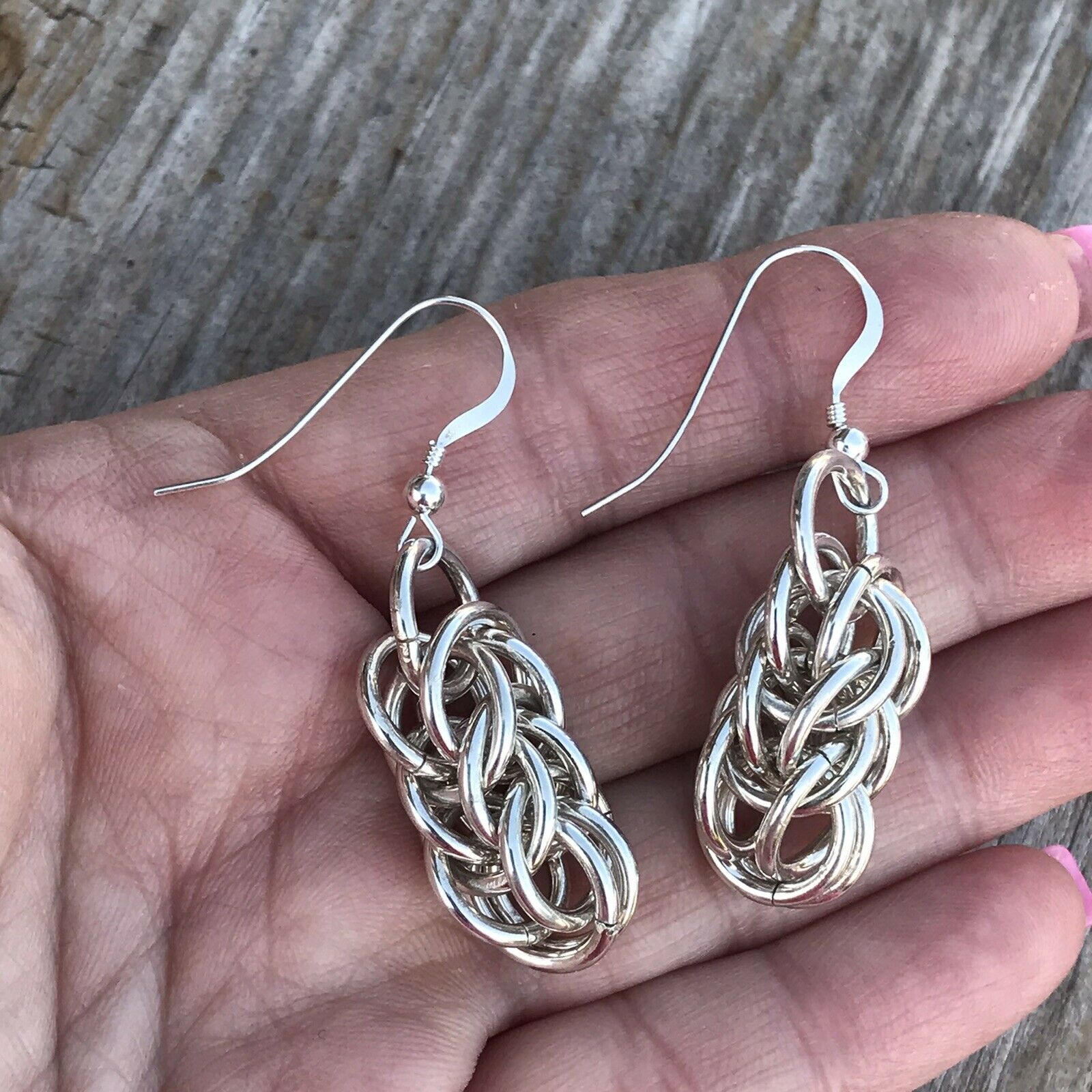 Handcrafted Sterling Silver Chain Link Dangle Earrings