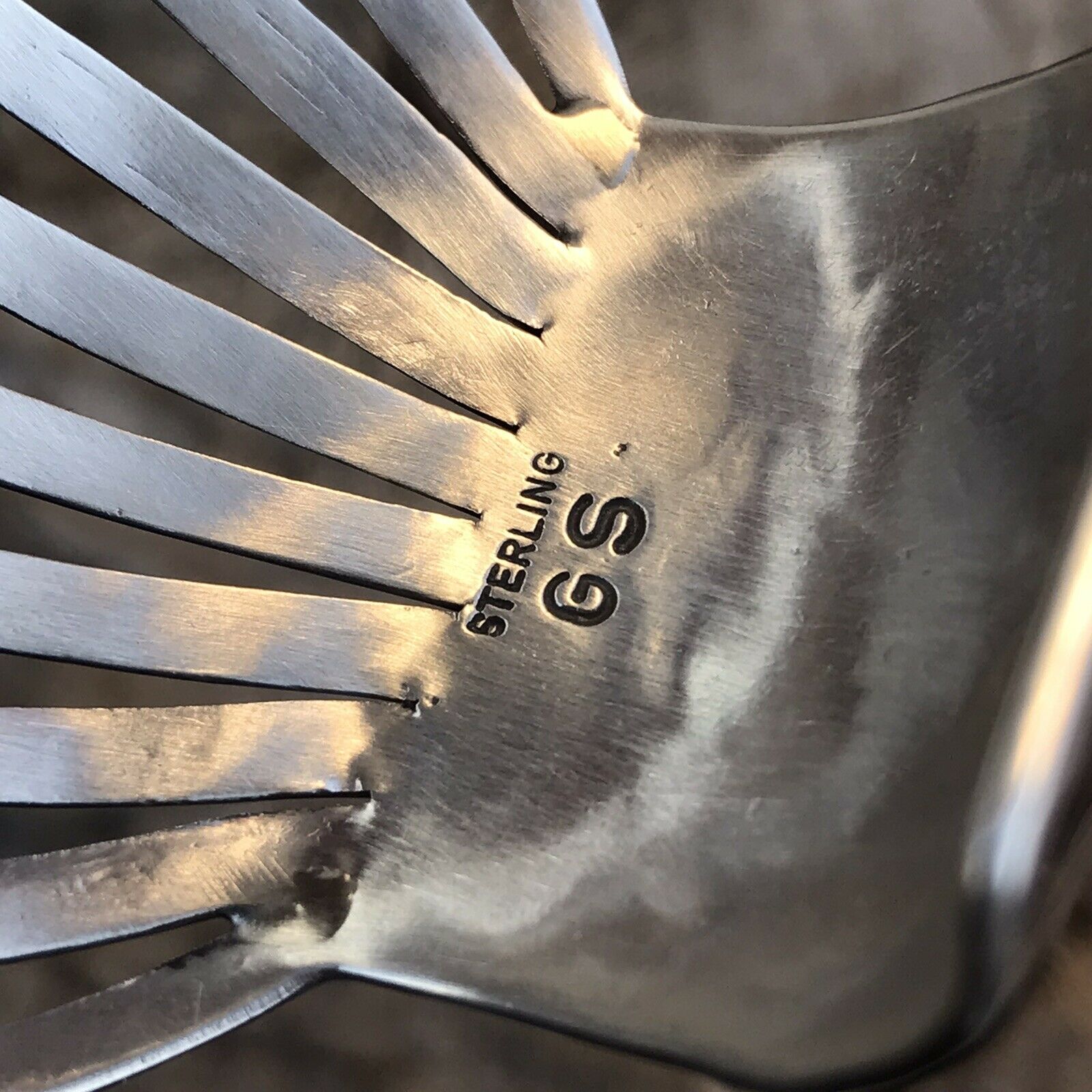 Handcrafted Sterling Silver Hand Stamped Bracelet Cuff Signed GS