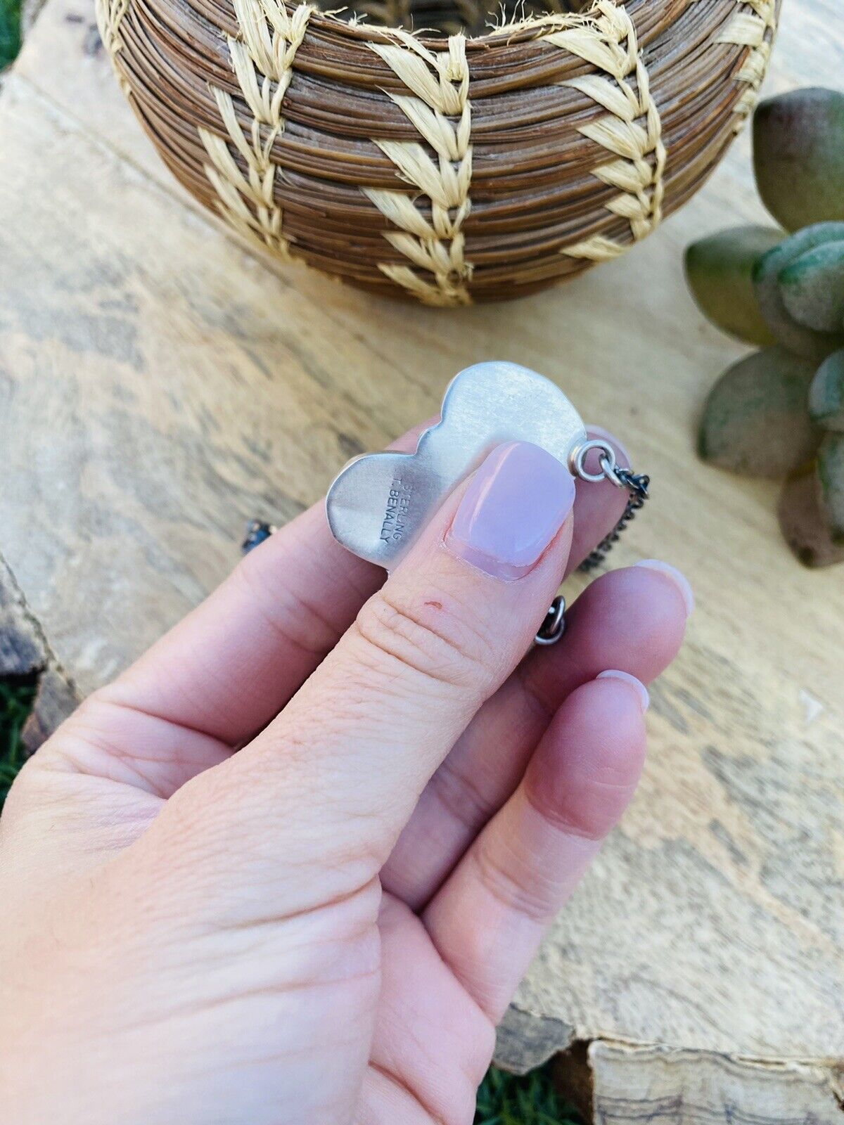 Handcrafted Sterling Silver & Pink Dream Mohave Necklace Signed