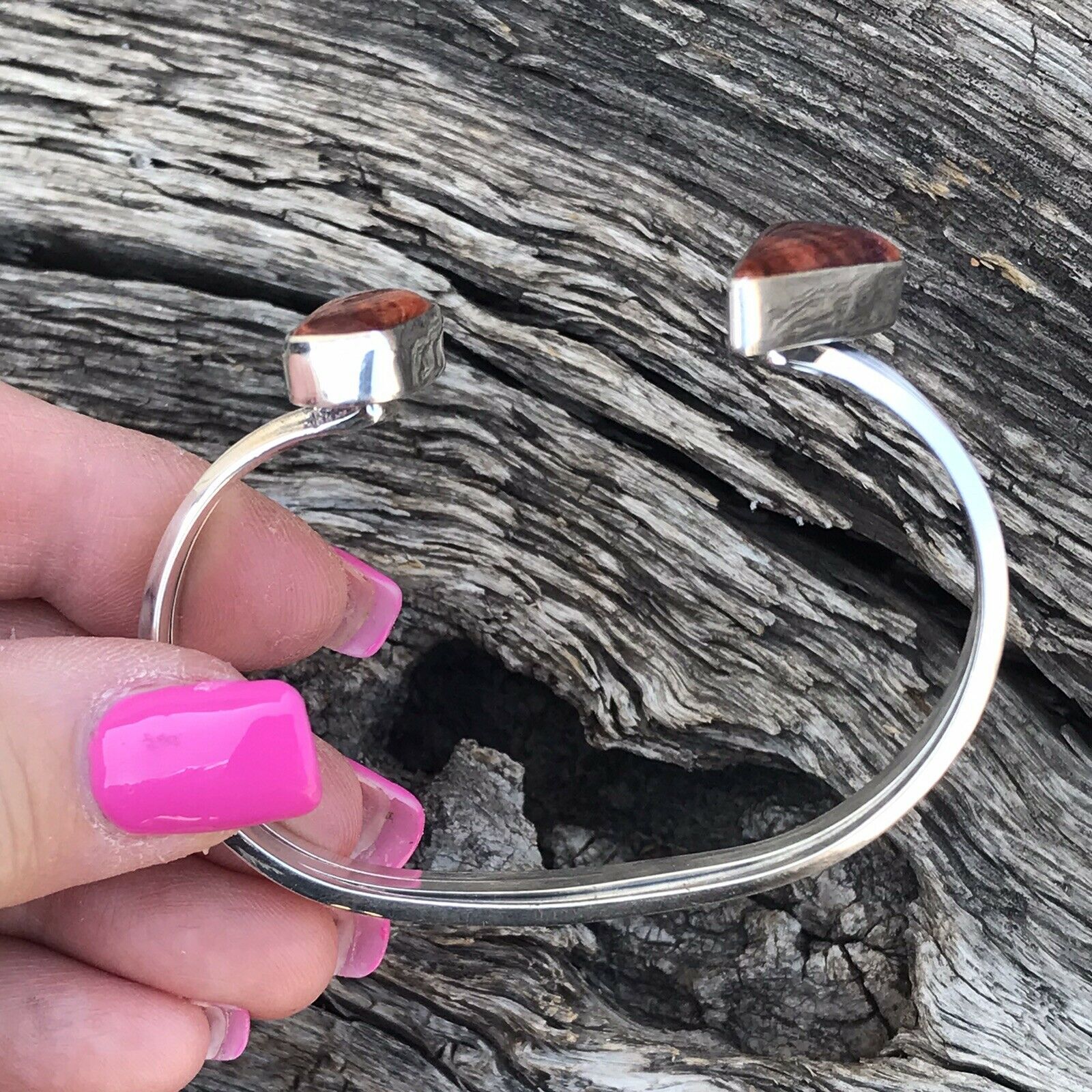 Navajo Spiny Oyster & Sterling Silver Bracelet Cuff Signed