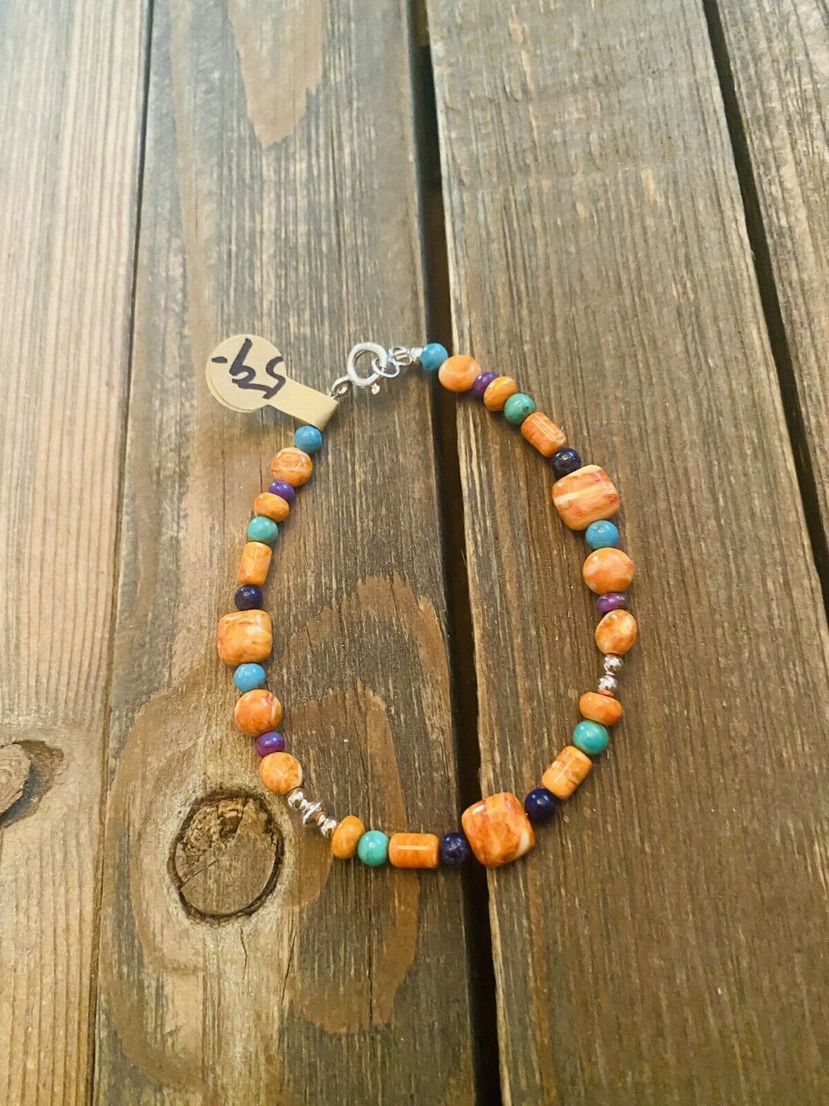 Handcrafted Spiny & Multi Stone Sterling Silver Beaded Bracelet