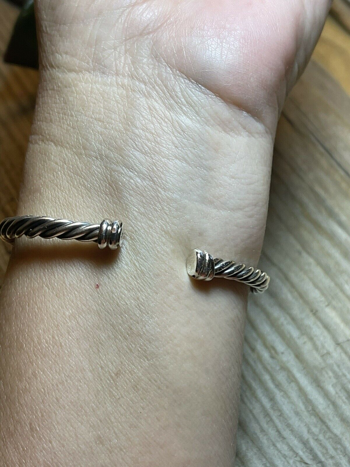 Handcrafted Sterling Silver Rope Twist Natural Turquoise Cuff Bracelet