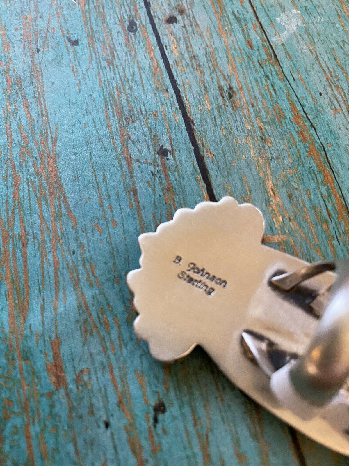 Handcrafted Sterling Royston And Carico Lake Turquoise Cluster Ring Size 7