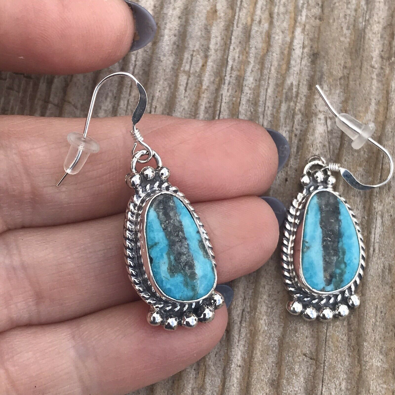 Handcrafted Turquoise & Sterling Silver Dangle Earrings