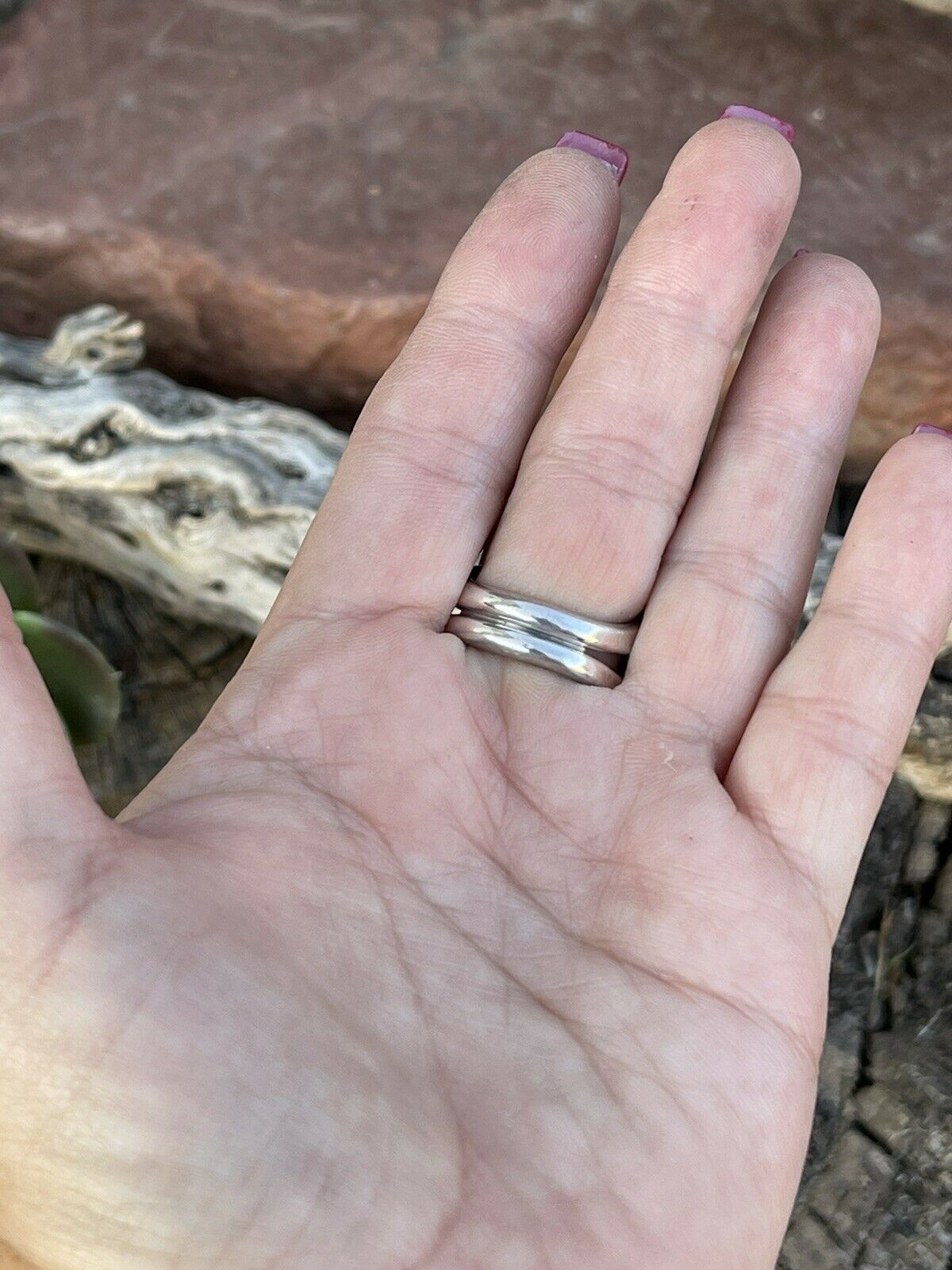 Handcrafted Blue Oval Turquoise & Sterling Silver Ring Sz 8 Signed
