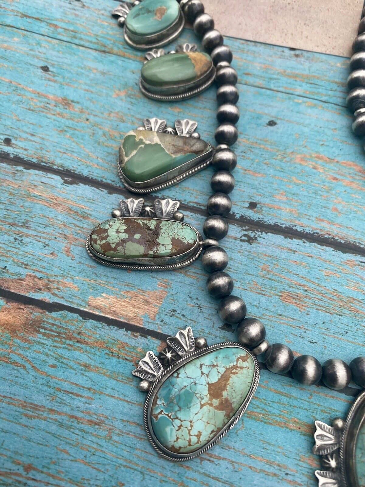 Stunning Navajo Sterling Silver Royston Turquoise Necklace & Earring Set