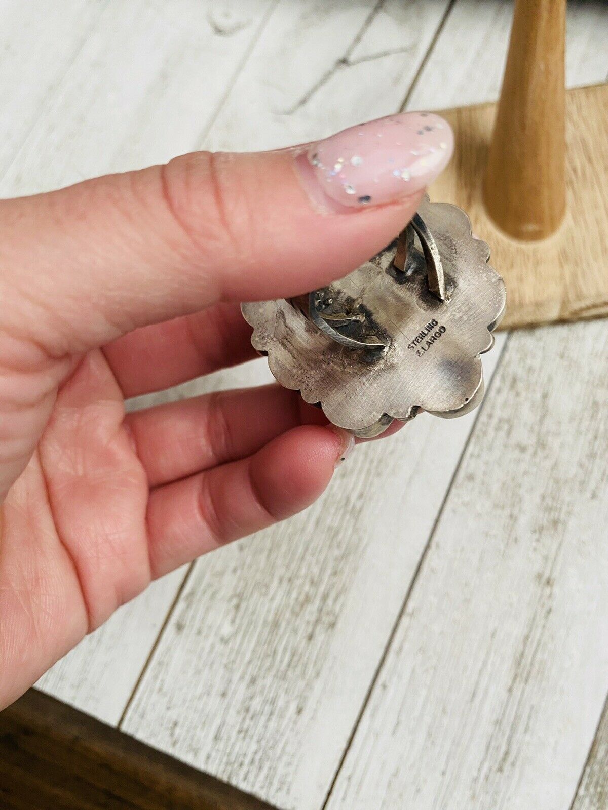 Handcrafted Sonoran Gold Turquoise & Sterling Silver Cluster Ring Size 7 Signed