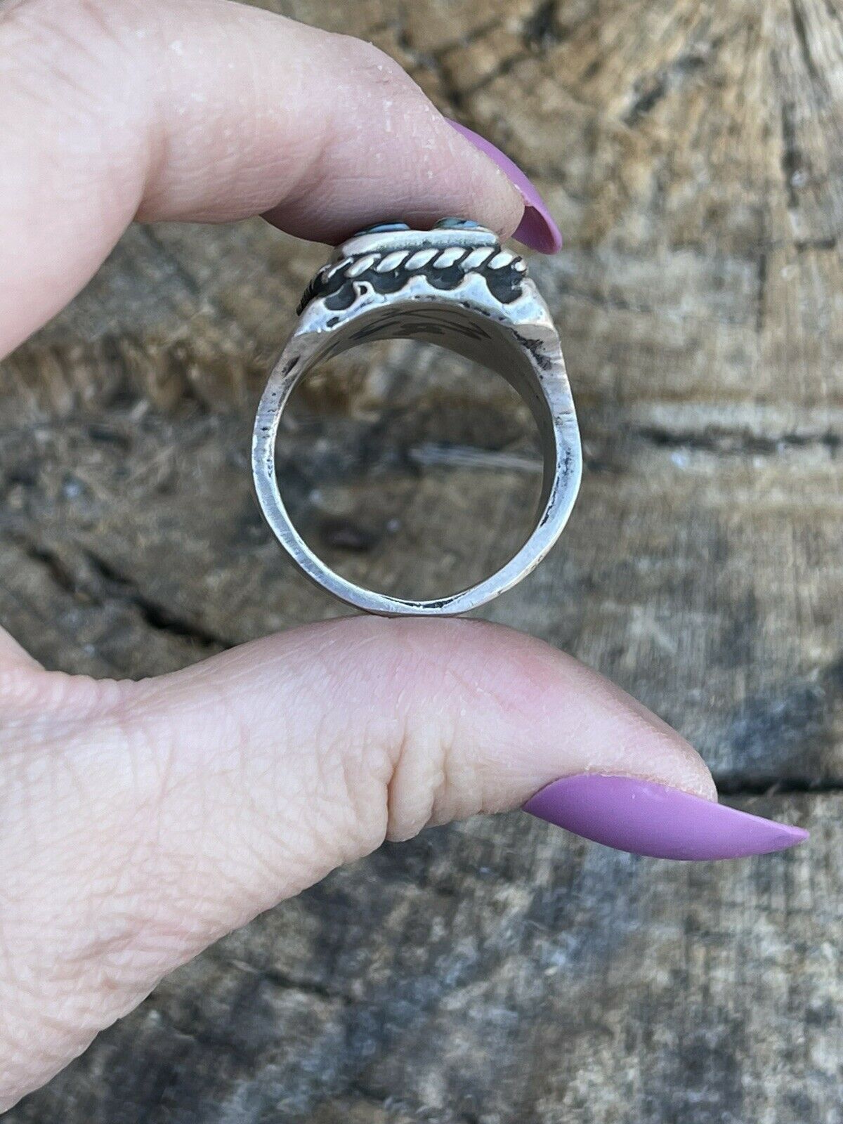 Handcrafted Unisex Turquoise Sterling Silver Statement Ring Sz 10.5