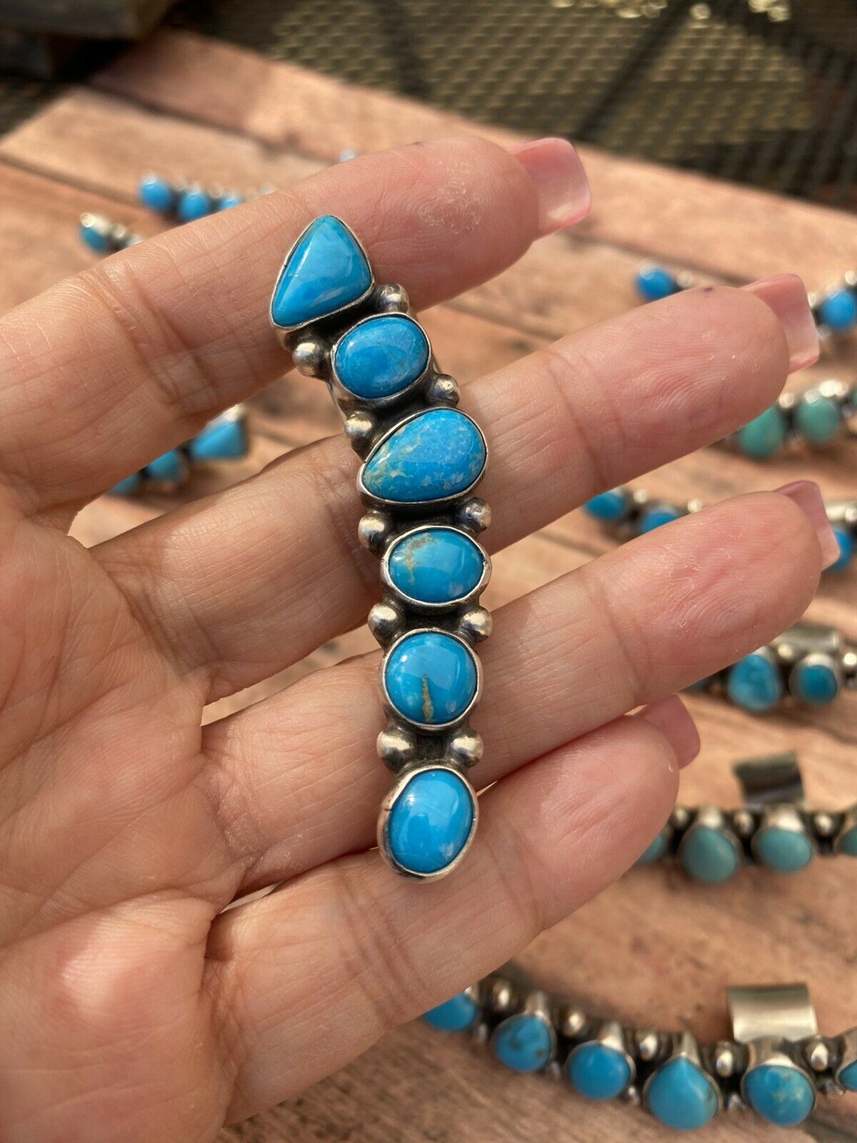 Handcrafted Sterling Silver & Turquoise Ear Cuff Signed