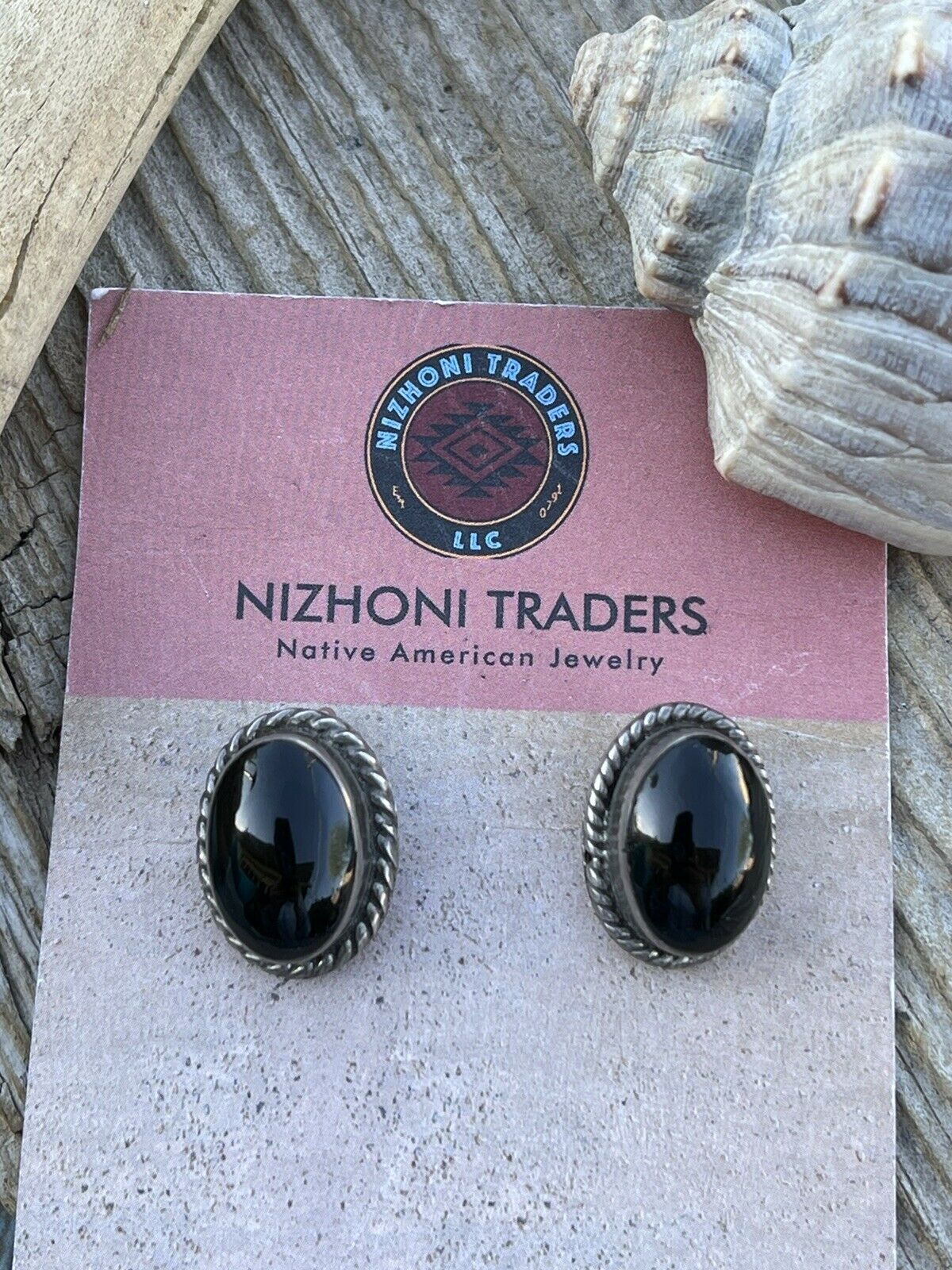 Handcrafted Vintage Sterling Silver Black Onyx Oval Clip On Earrings Signed