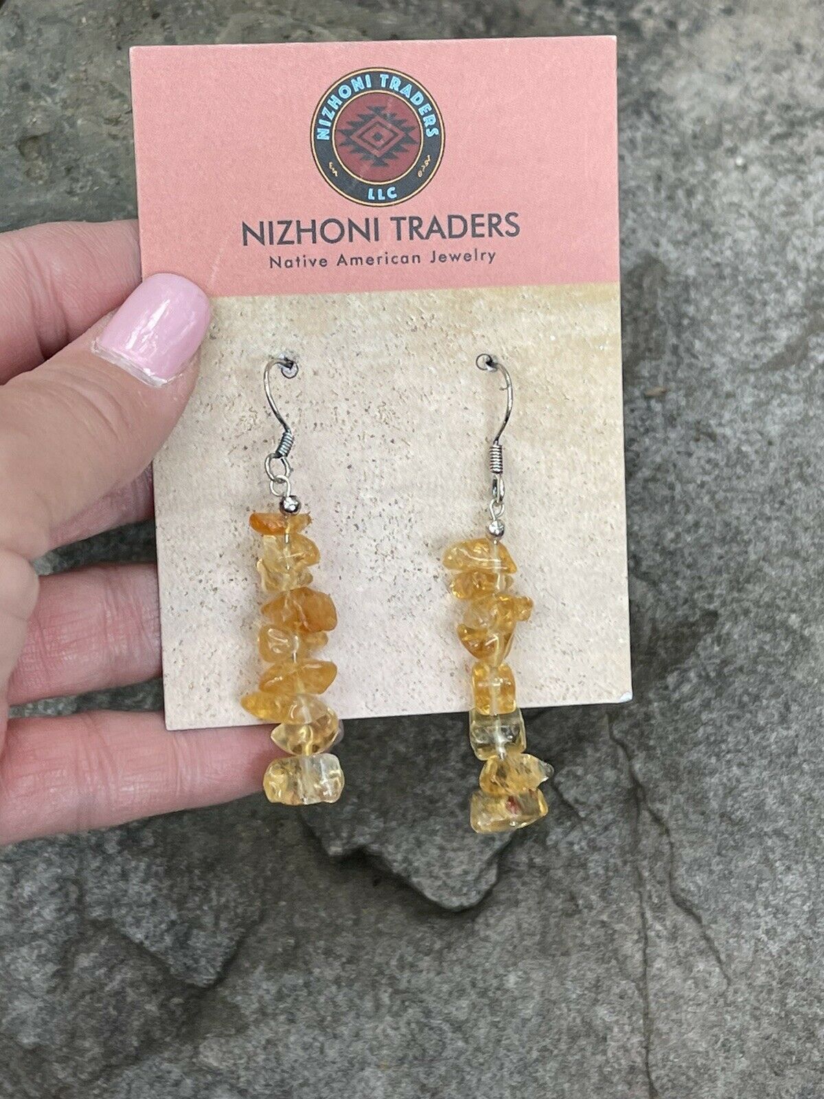 Handcrafted Sterling Silver Golden Quartz Chip Dangle Earrings