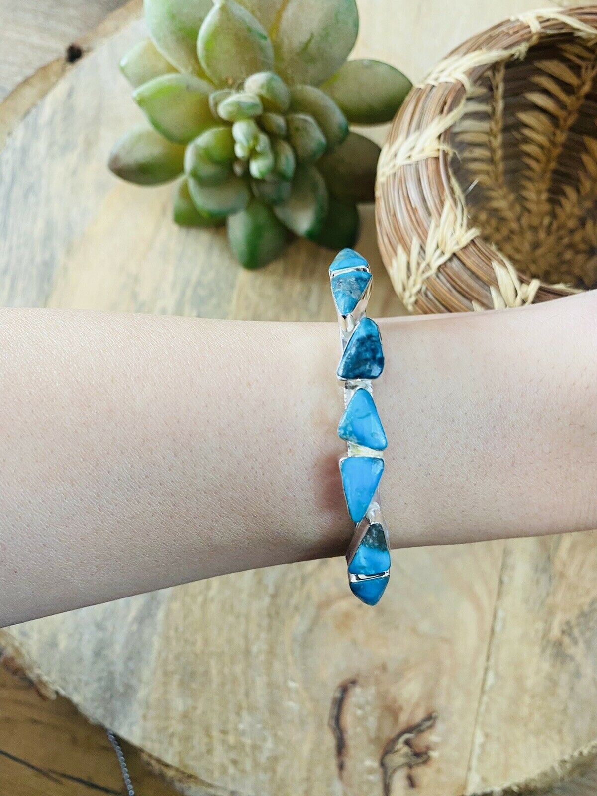 Turquoise & Sterling Silver Stacker Cuff Bracelet
