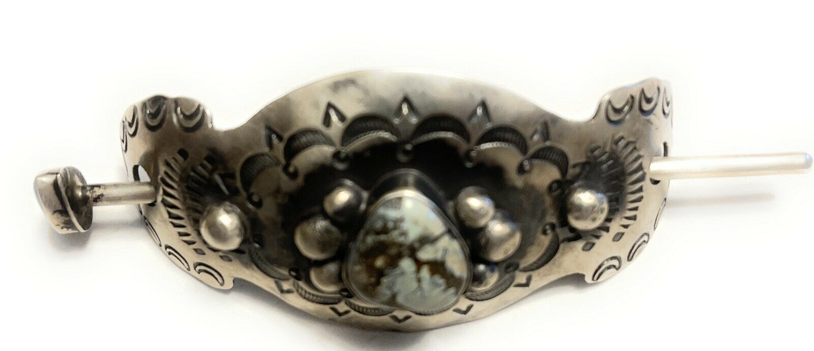 Handcrafted Sterling Silver Golden Hills Turquoise Southwest Hair Accessory