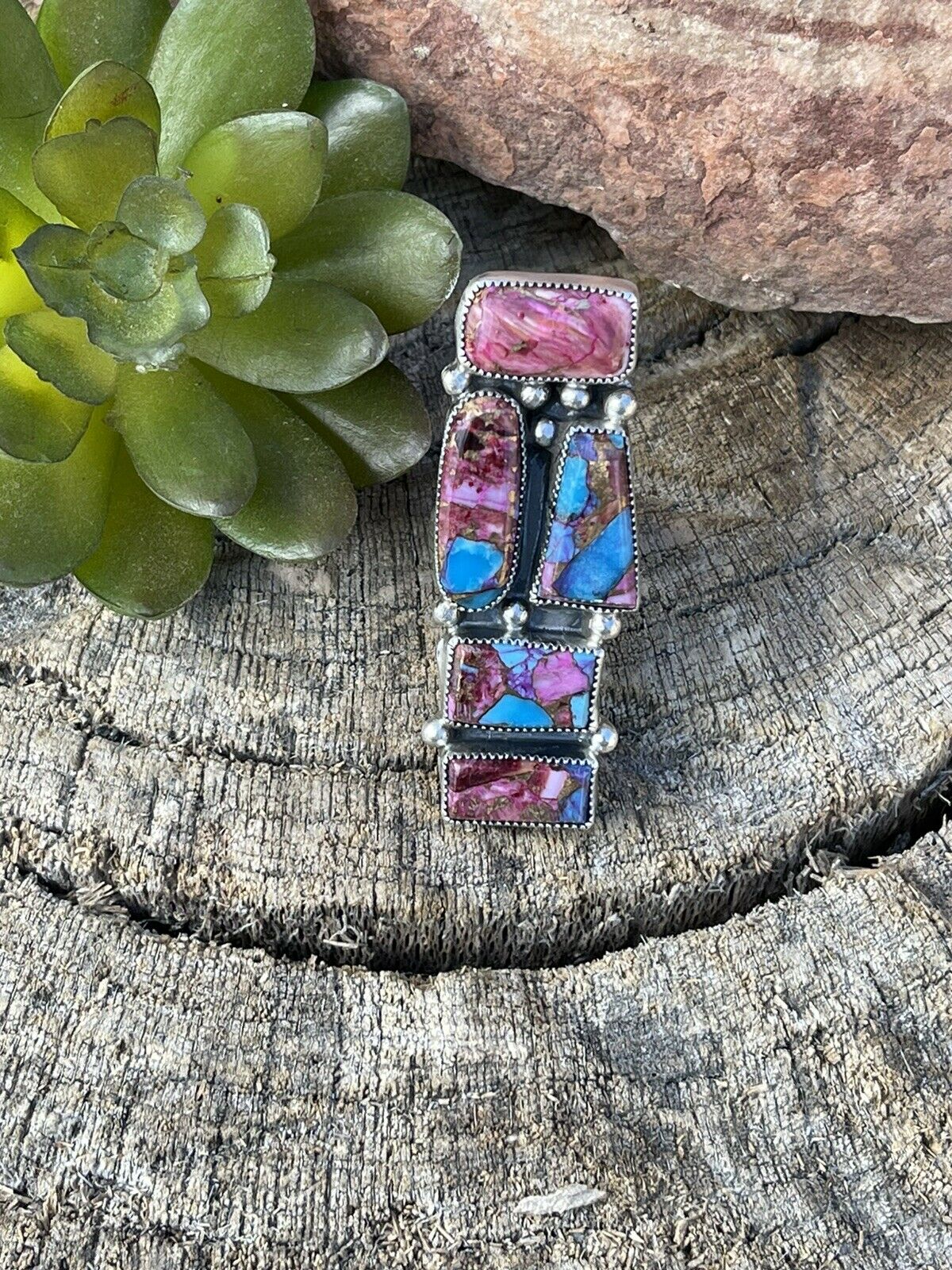 Handcrafted Pink Dream Mohave & Sterling Silver Ring Size 6