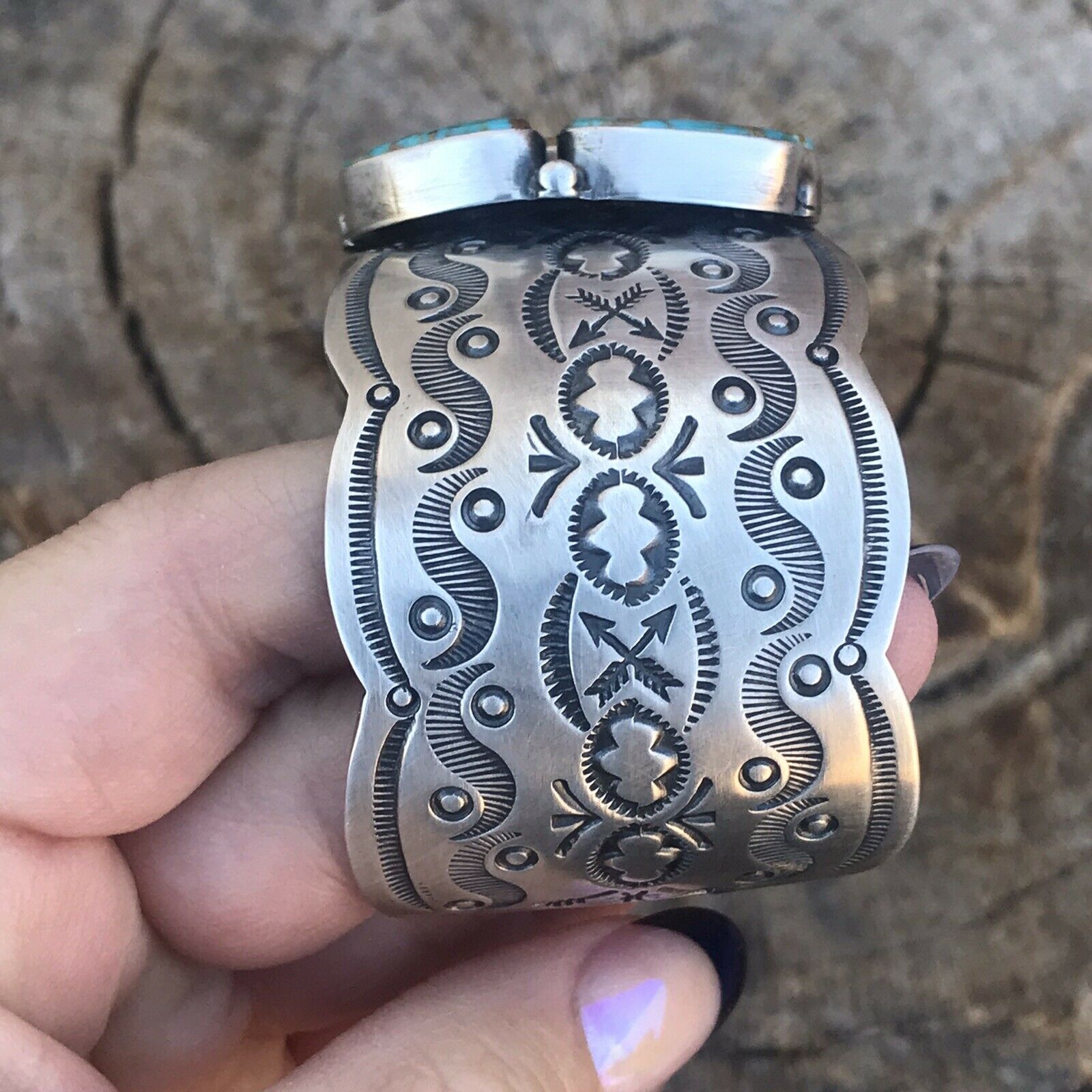 Handcrafted Sterling Silver Royston Turquoise Cuff Bracelet By Benson Shorty /