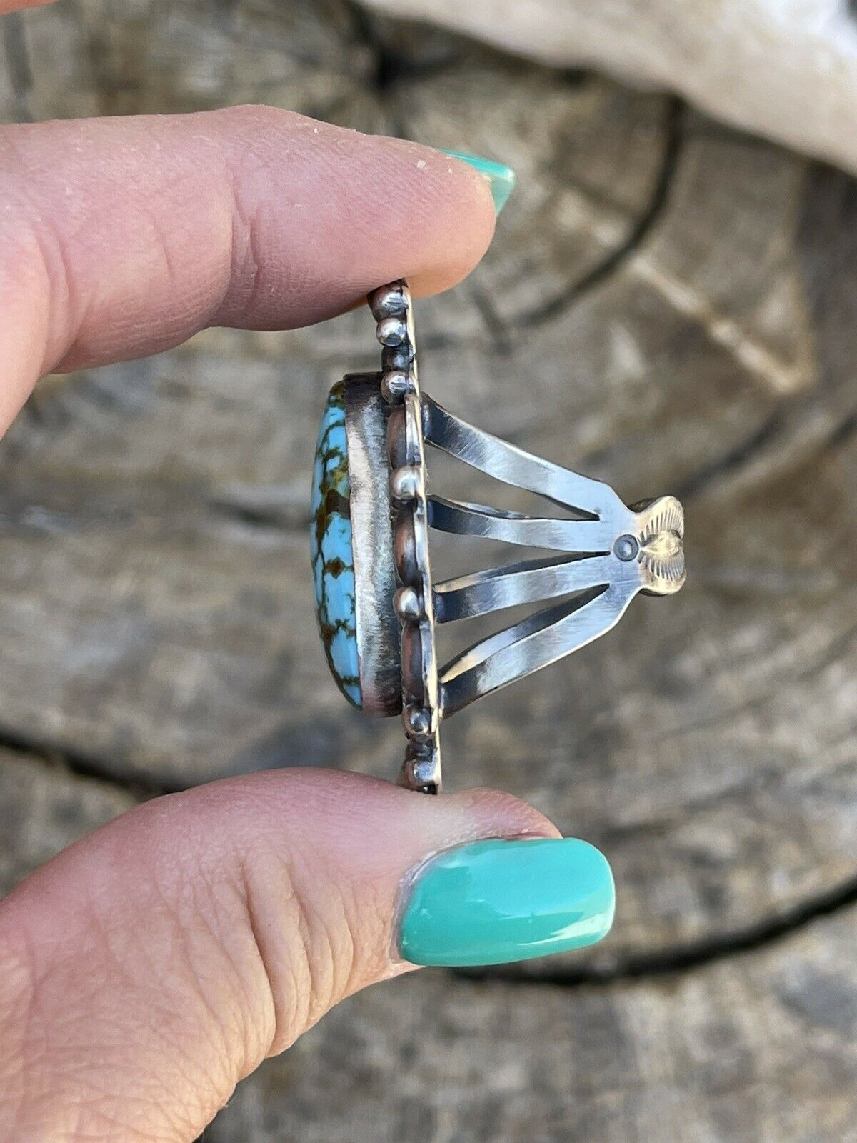 Handcrafted Sonoran Mountain Turquoise & Sterling Silver Statement Ring Size 7