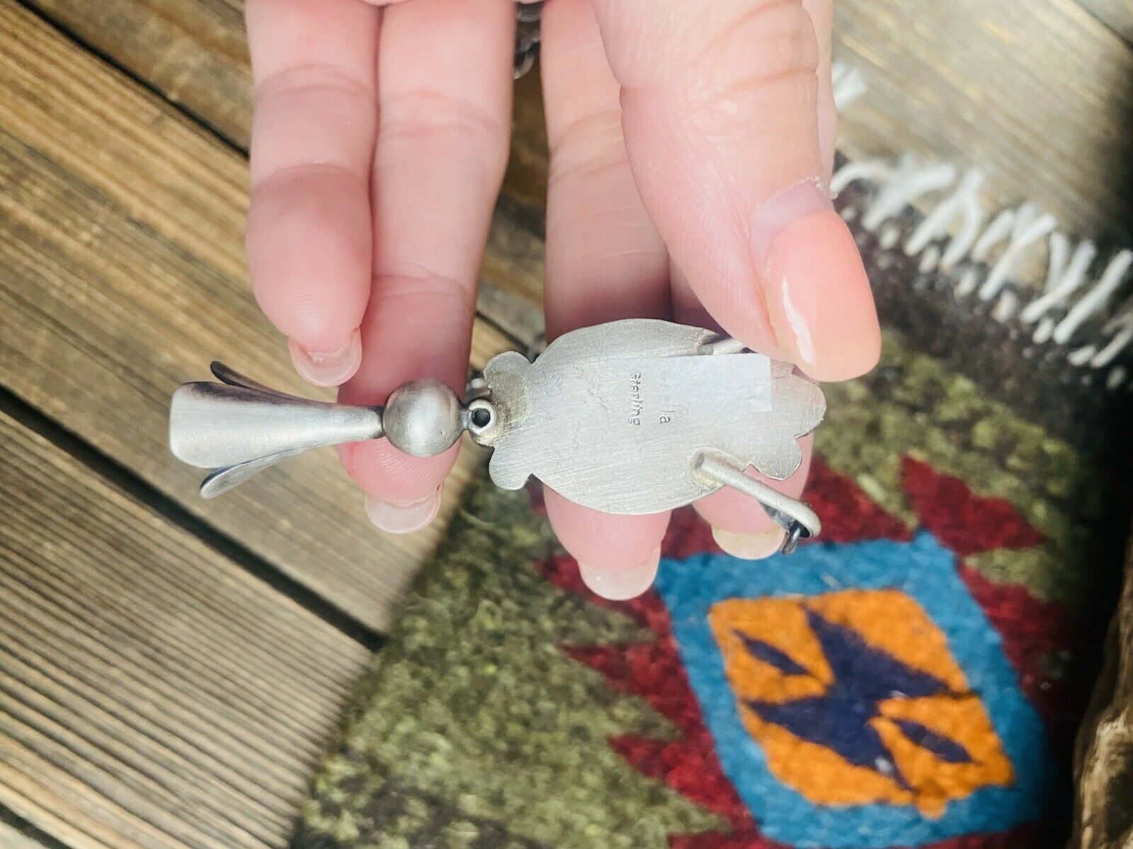 Handcrafted Sterling Silver & Royston Turquoise Blossom Necklace Signed