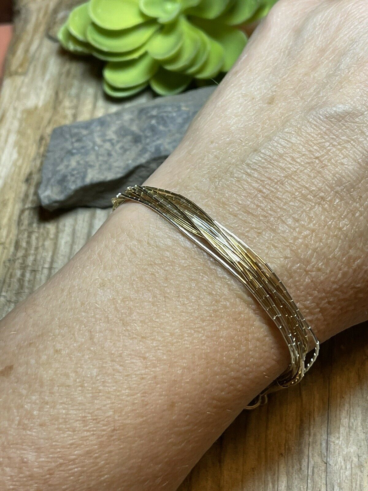 Handcrafted Delicate Liquid Silver Two Tone Bracelet
