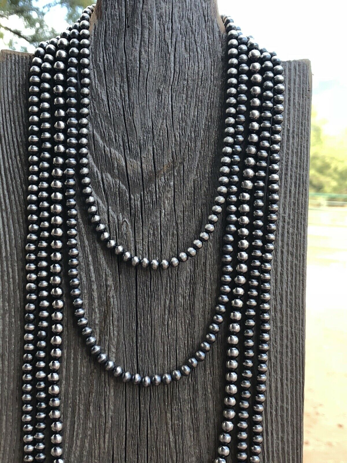 5mm Sterling Silver Pearl Style Beaded Necklace