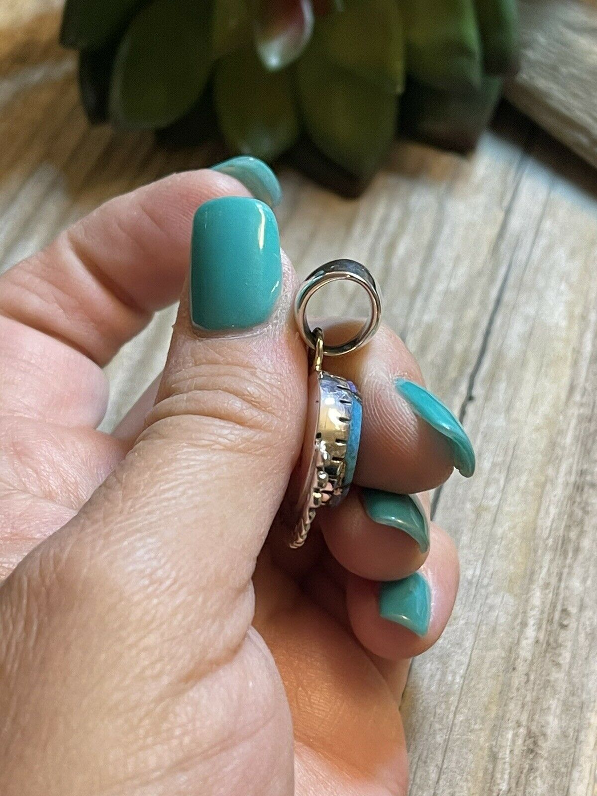 Handcrafted Pink Dream Mojave & Sterling Silver Fancy Fan Pendant