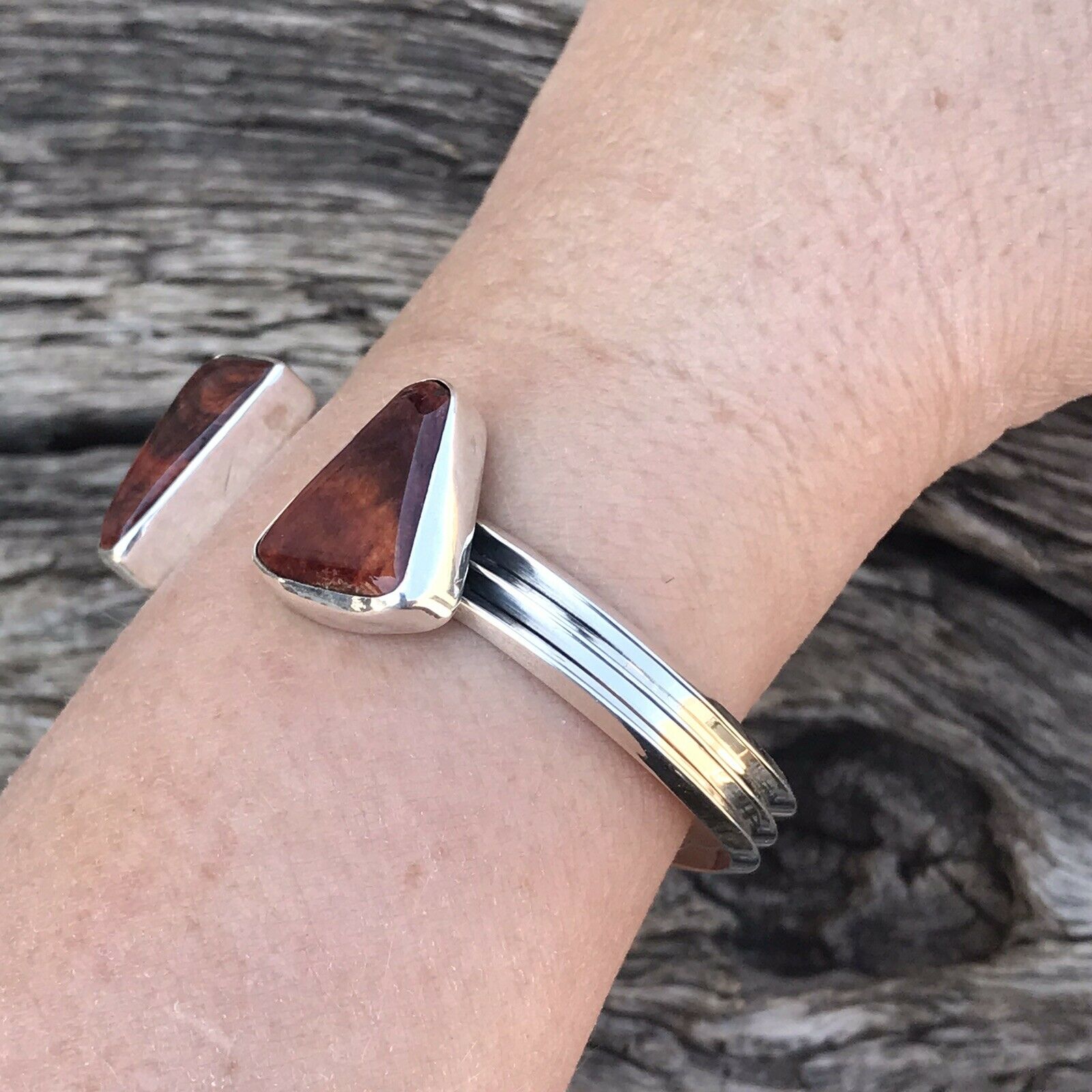 Navajo Spiny Oyster & Sterling Silver Bracelet Cuff Signed