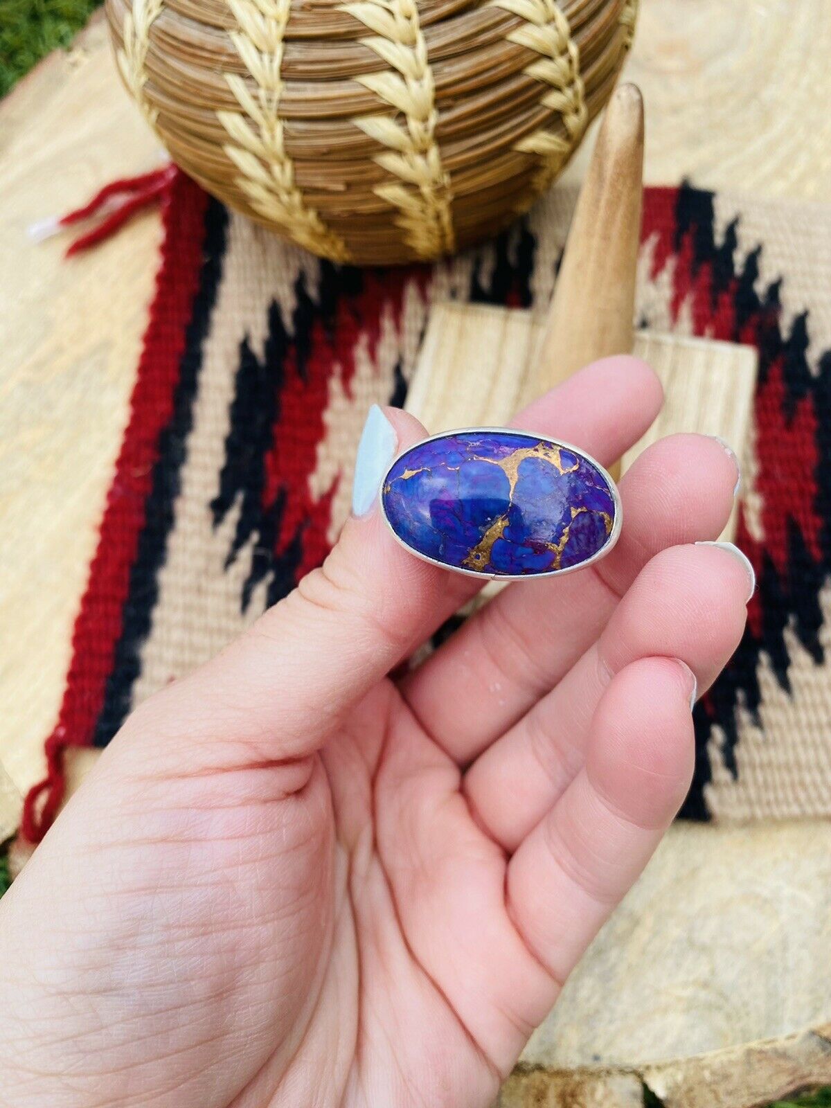 Handcrafted Purple Dream Mohave & Sterling Silver Adjustable Ring