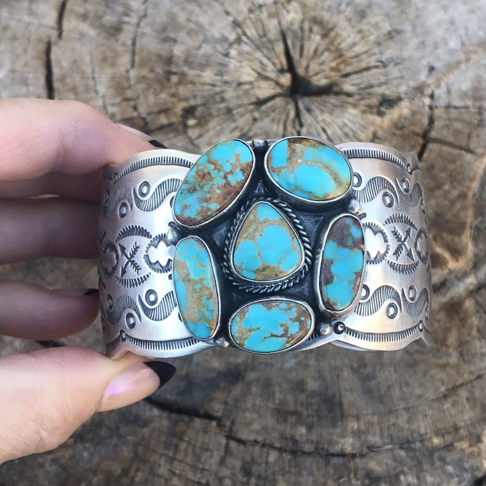 Handcrafted Sterling Silver Royston Turquoise Cuff Bracelet By Benson Shorty /