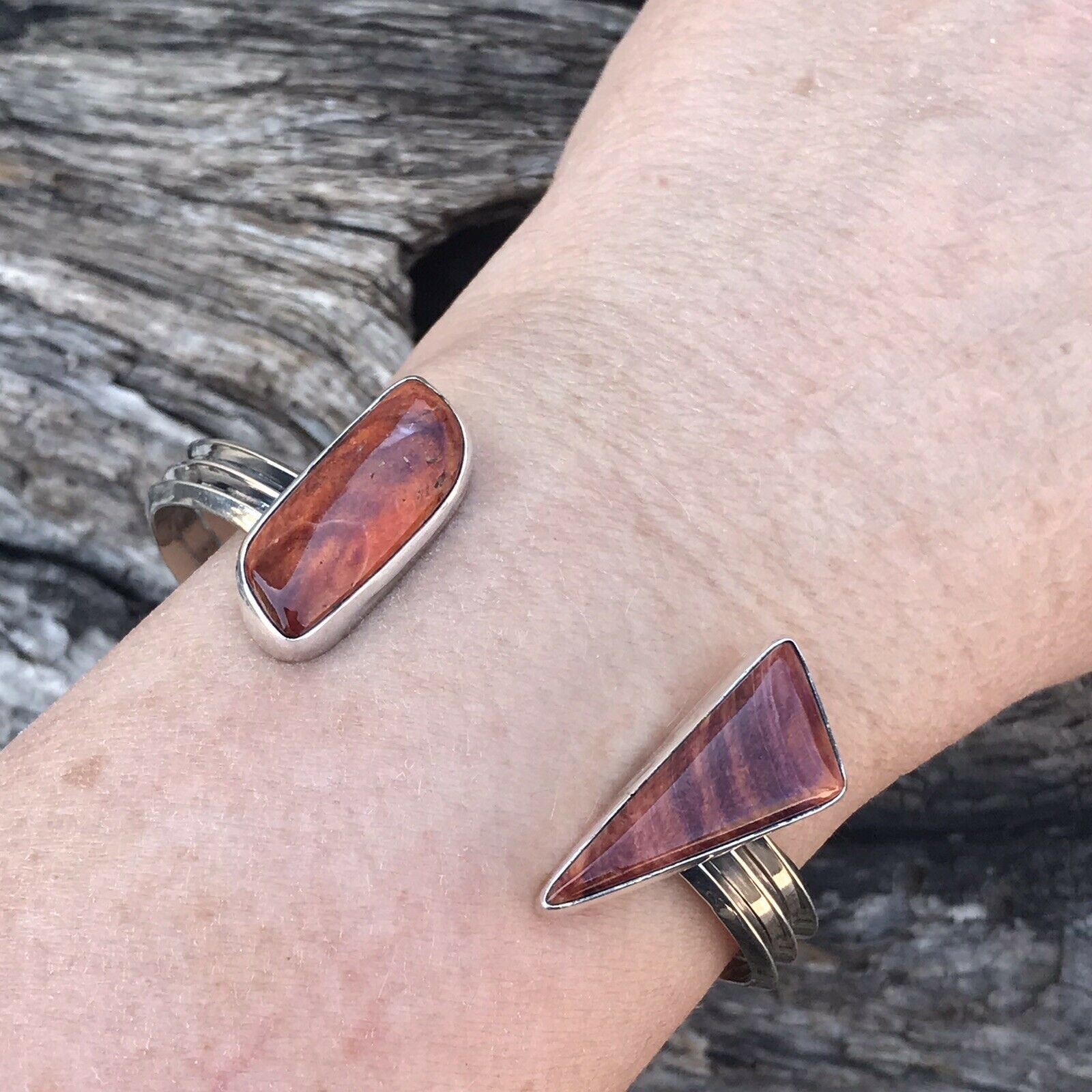 Navajo Spiny Oyster & Sterling Silver Bracelet Cuff Signed