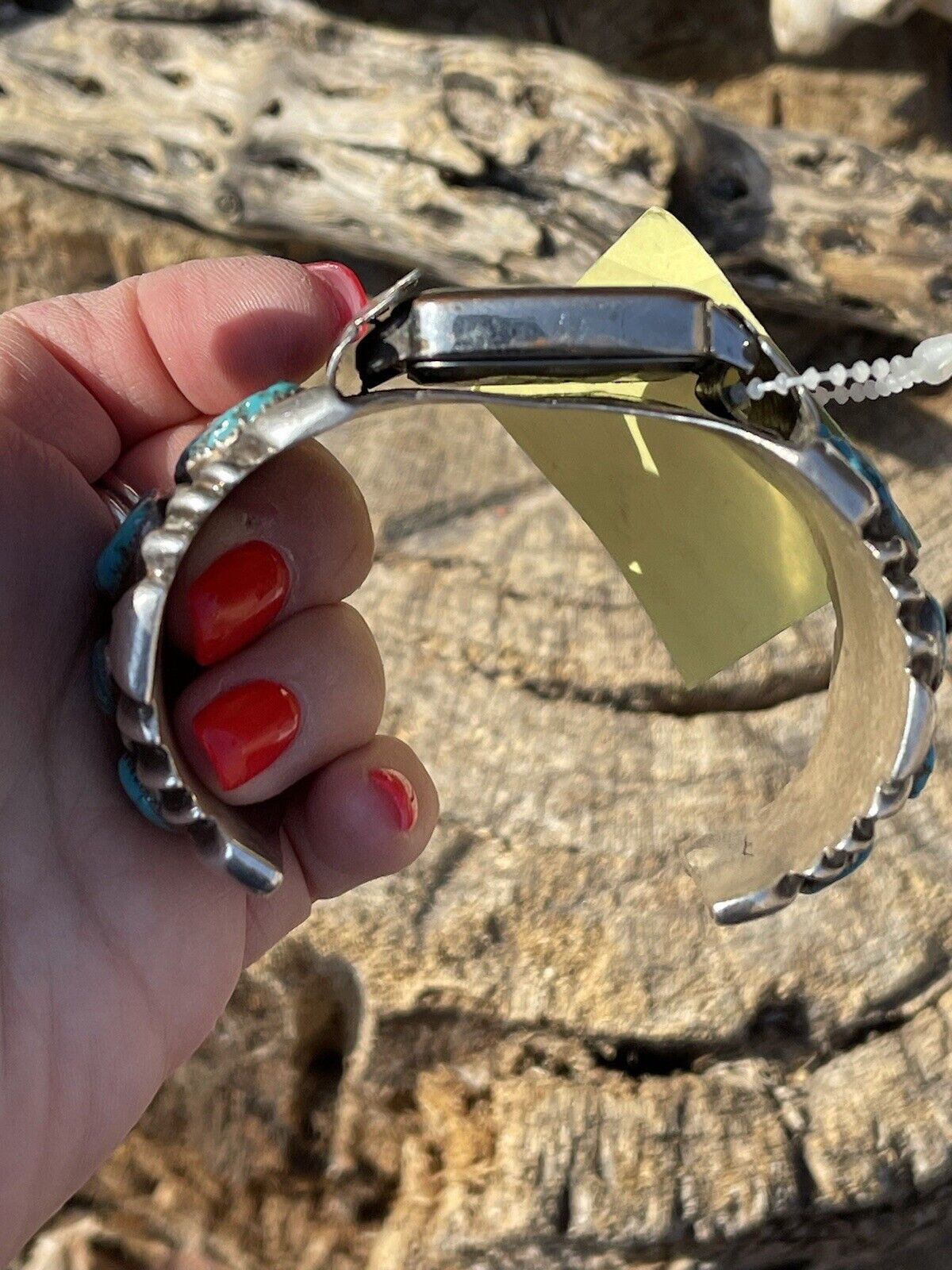 Vintage Navajo Sterling Silver & Kingman Turquoise Non Working Watch Bracelet