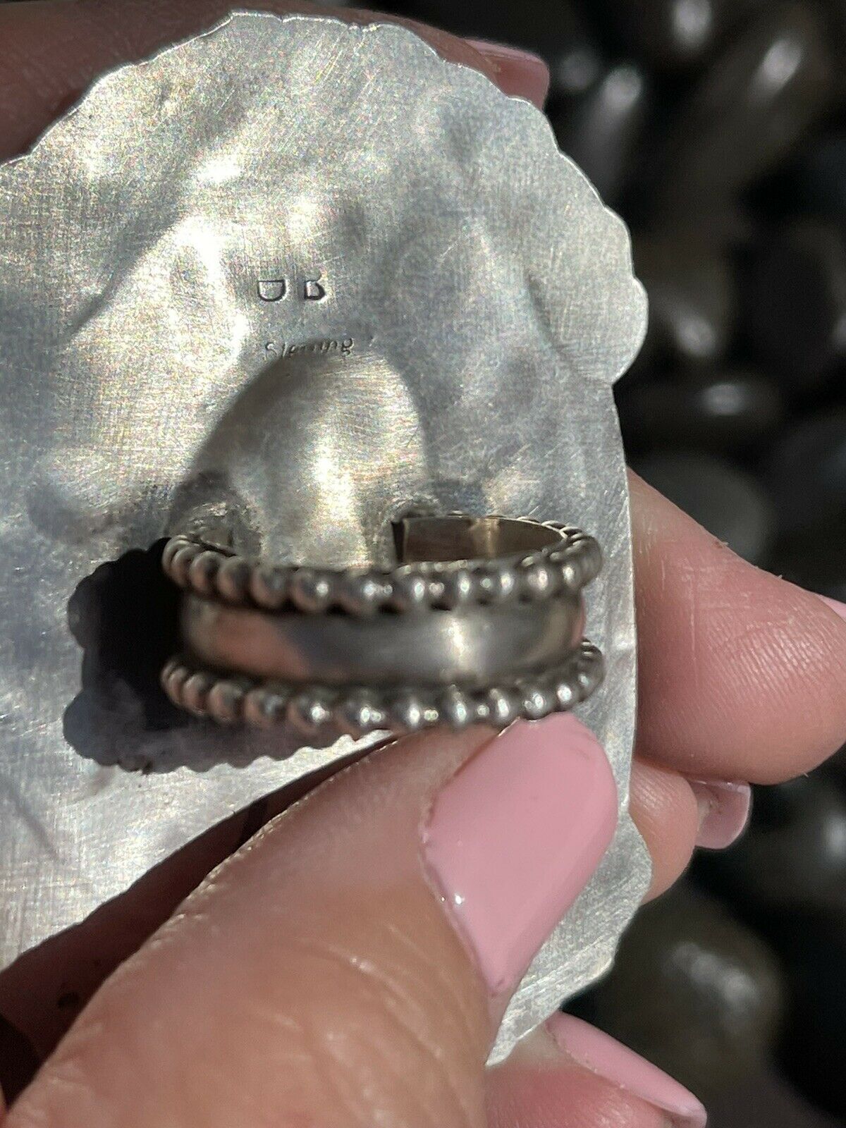 Handcrafted Sterling Silver Orange Spiny Cluster Jumbo Ring Sz 7.5