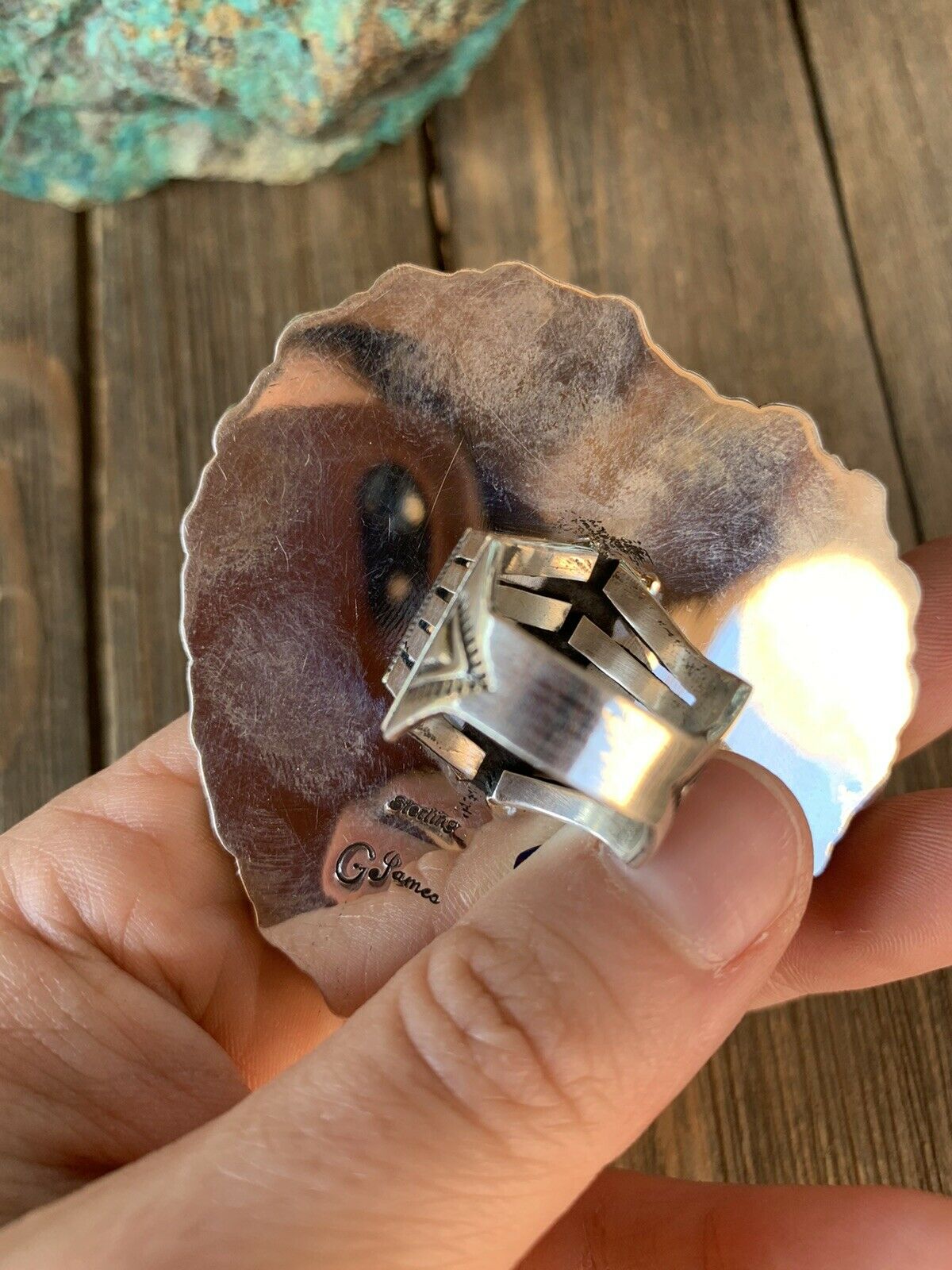 Handcrafted Sleeping Beauty Turquoise & Bumble Bee Cluster Heart Ring Size 6.25