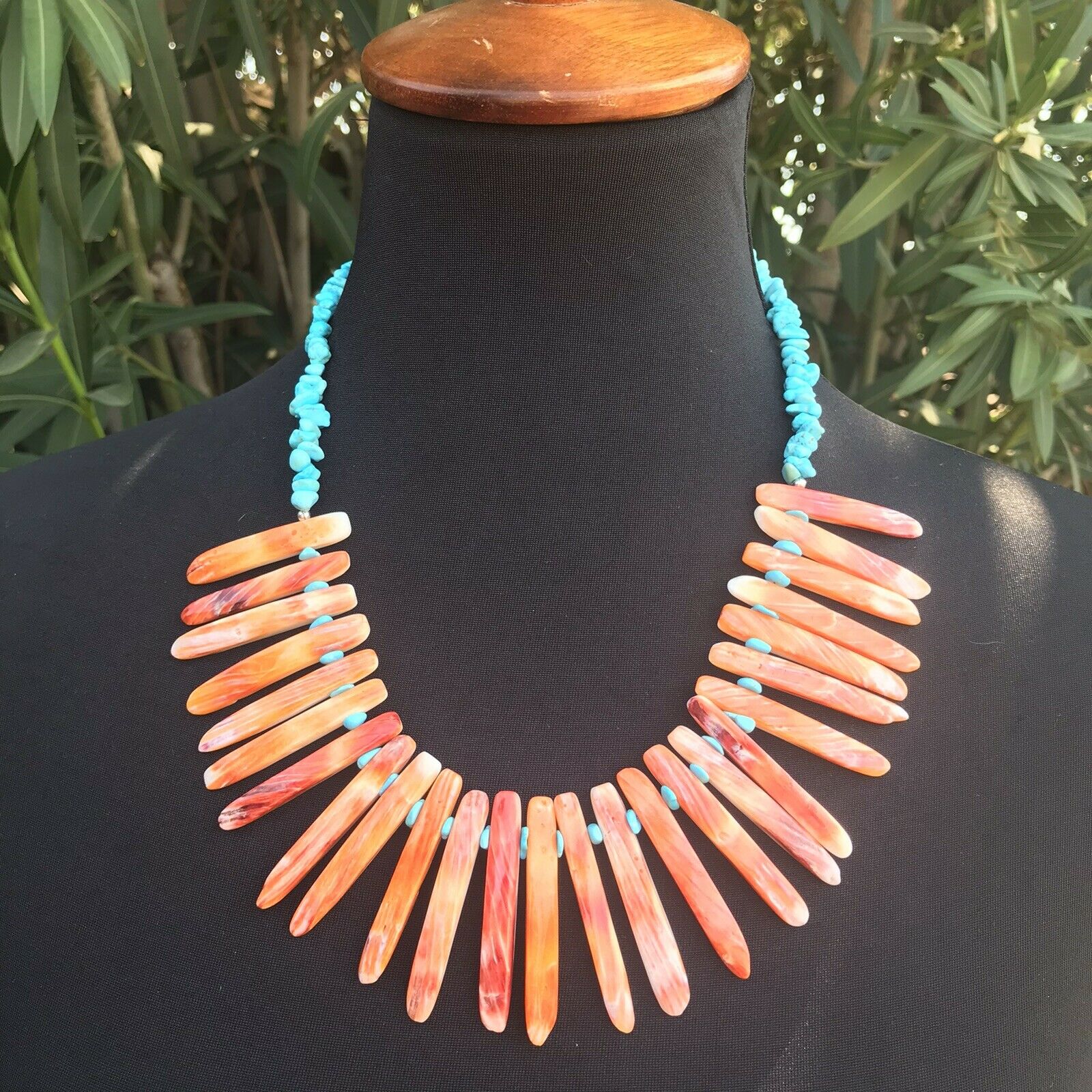 Handcrafted Sterling Turquoise Spiny Oyster Necklace