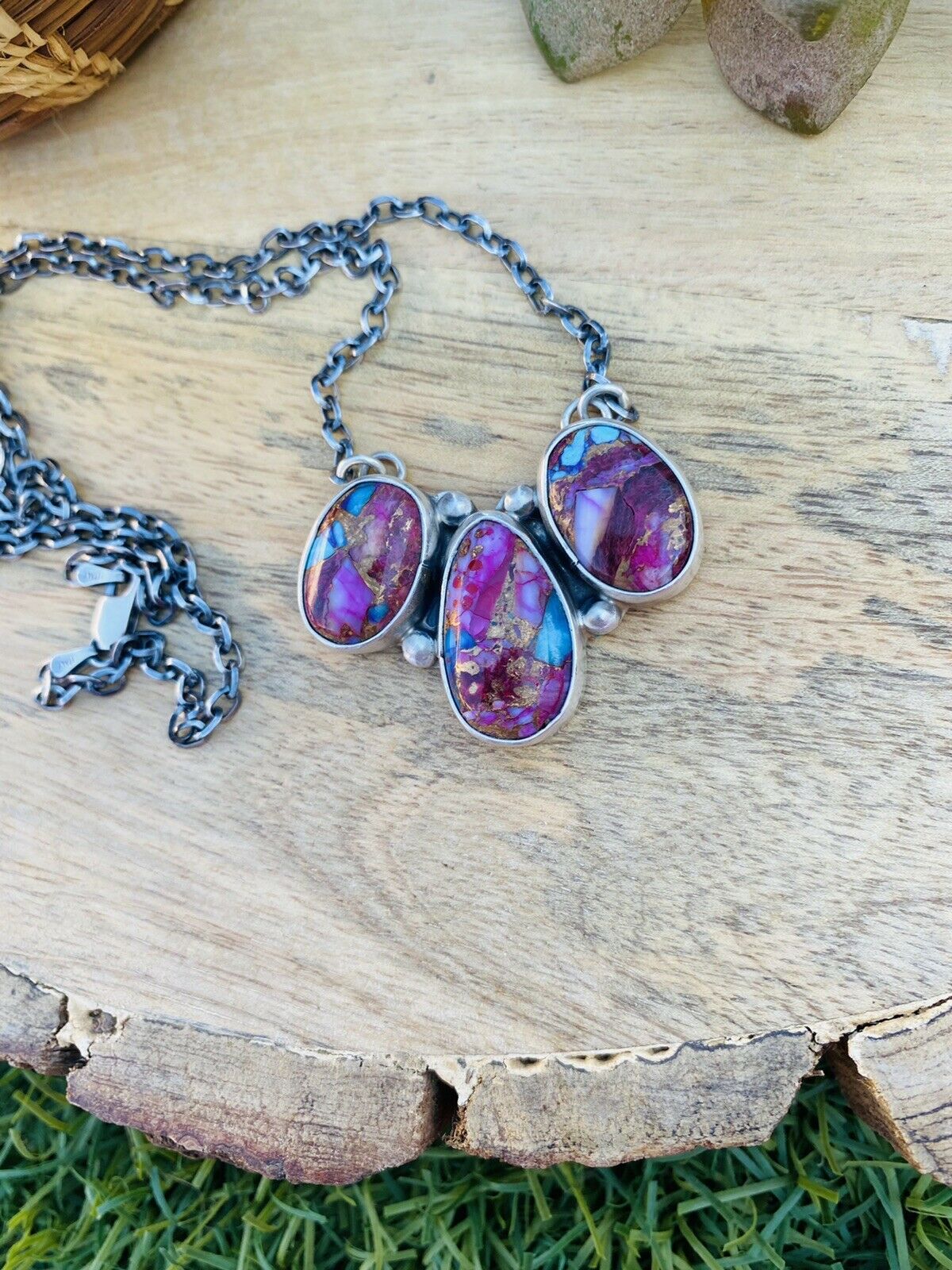 Handcrafted Sterling Silver & Pink Dream Mohave Necklace Signed