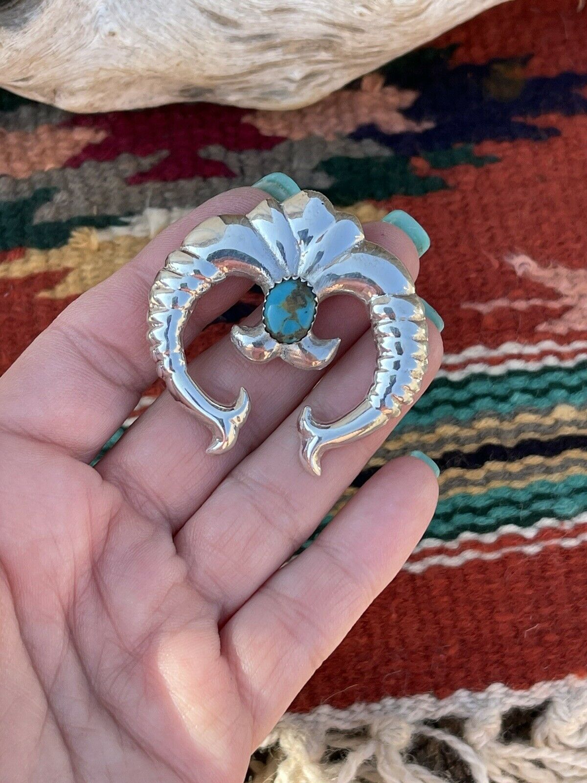 Handcrafted Sterling Silver & Turquoise Naja Pendant Signed