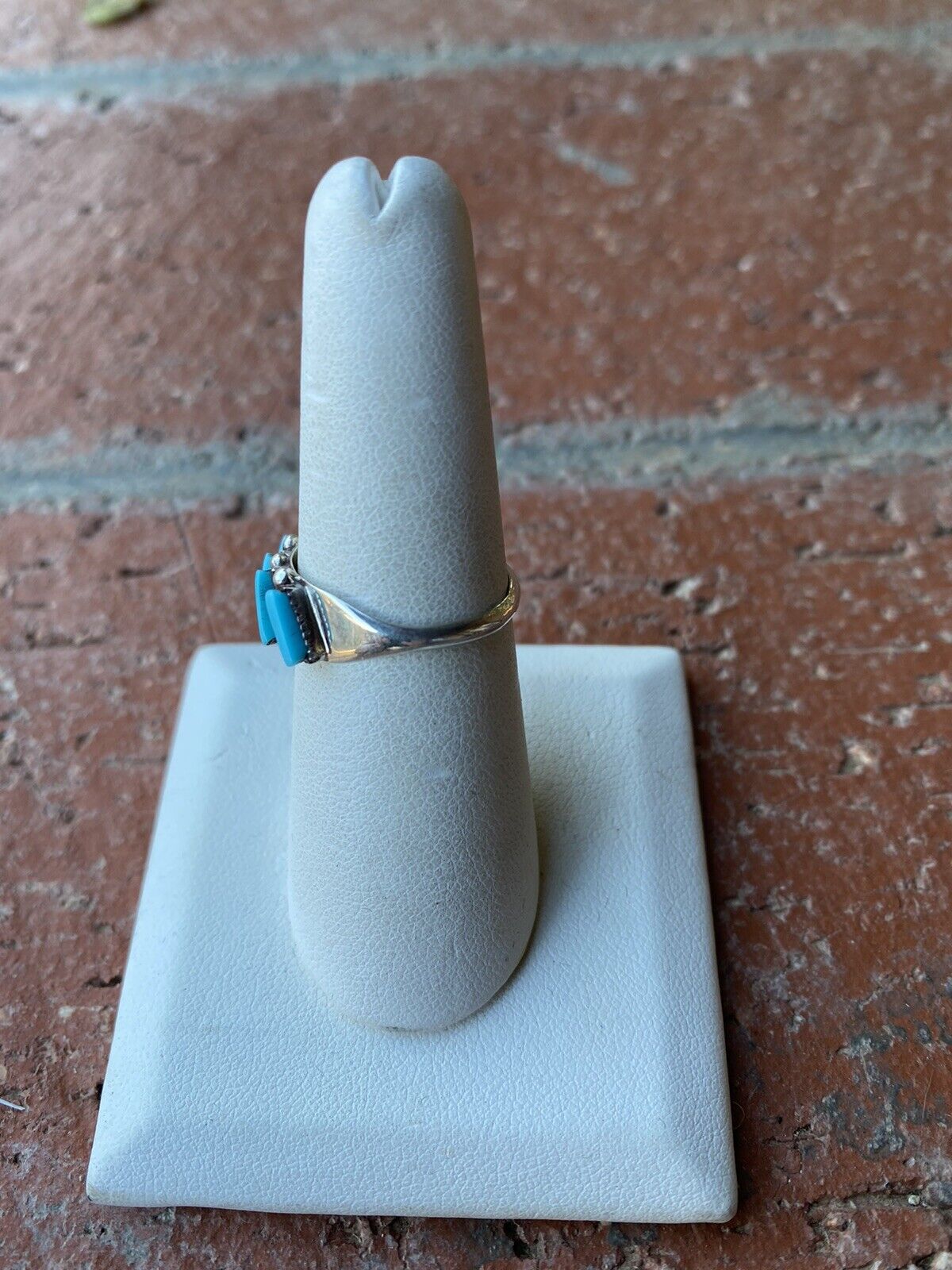 Handcrafted Sterling Silver & Turquoise 5 Stone Needlepoint Ring