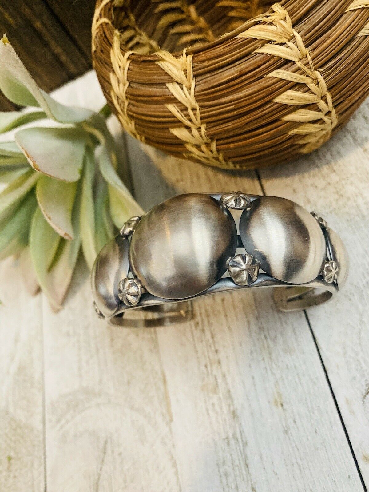 Handcrafted Sterling Silver Concho Cuff Bracelet By Emerson Thompson