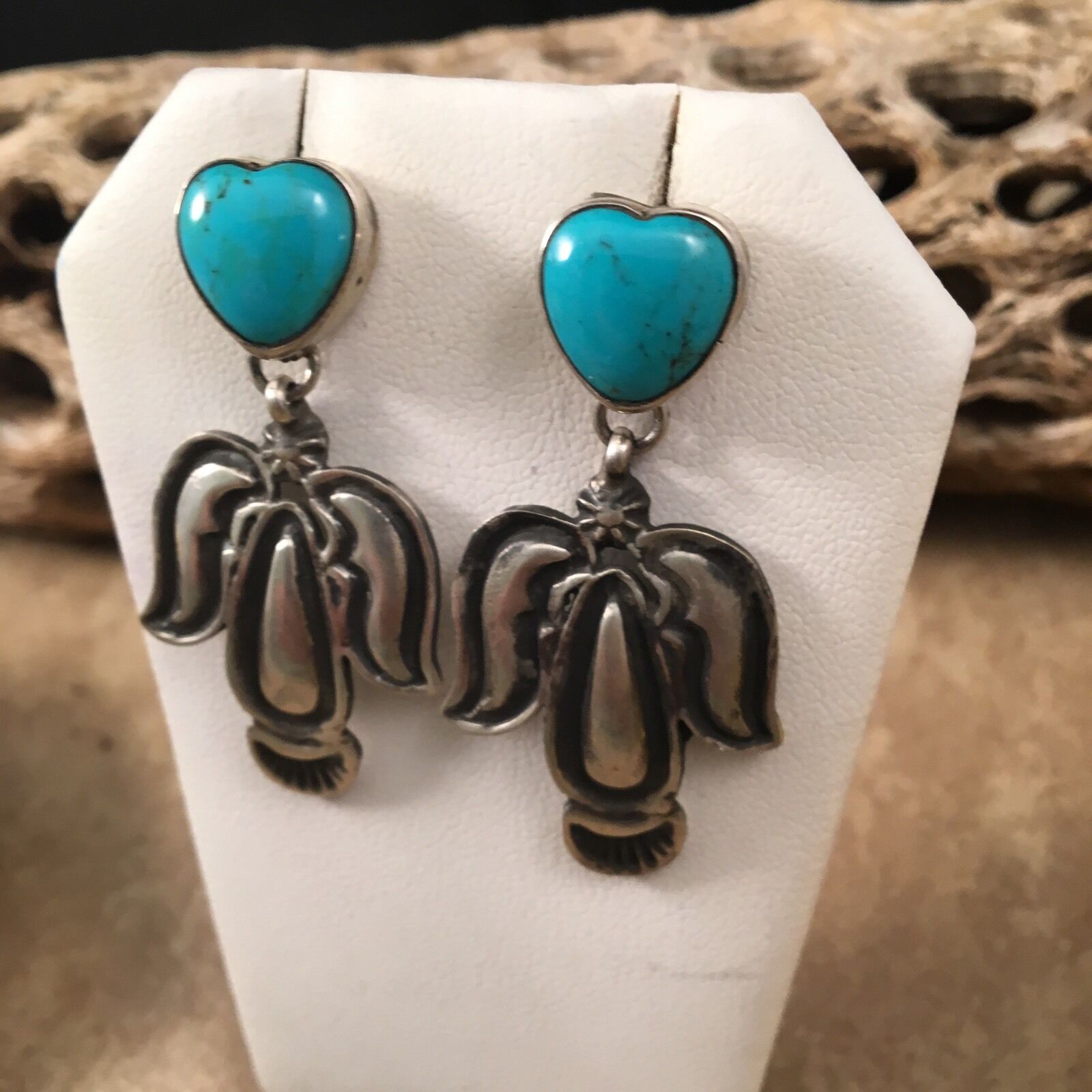 Navajo Sterling Silver Turquoise Dangle Earrings