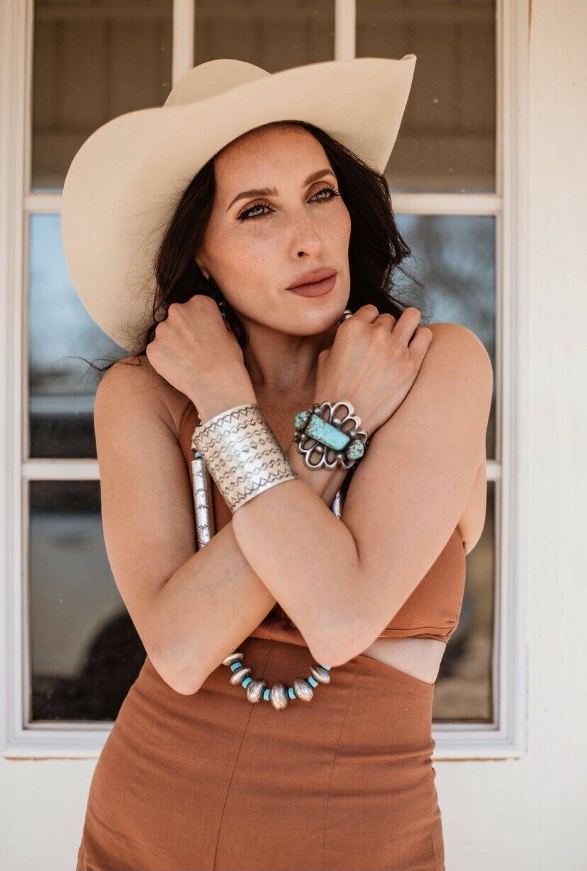 Handcrafted Sterling Silver Hand Stamped Statement Bracelet Cuff Signed