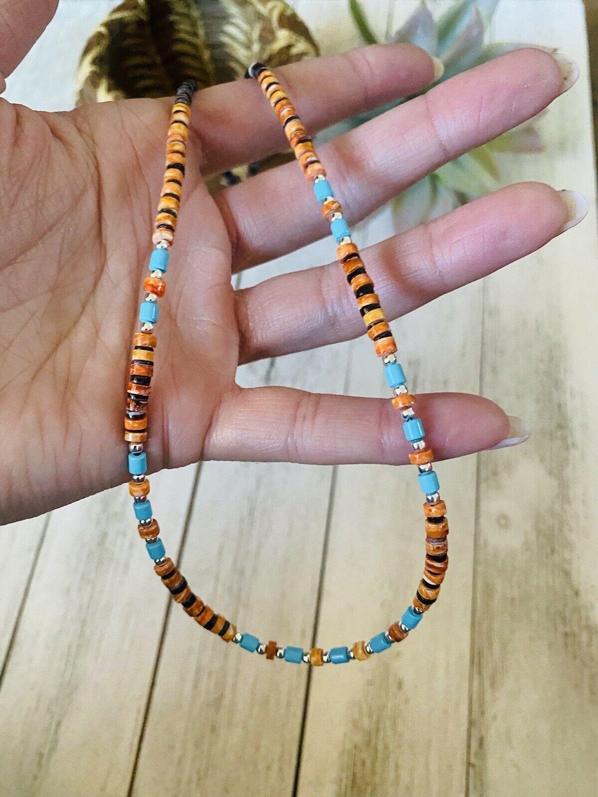 Multi Stone & Heishi Beaded 18 Inch Necklace