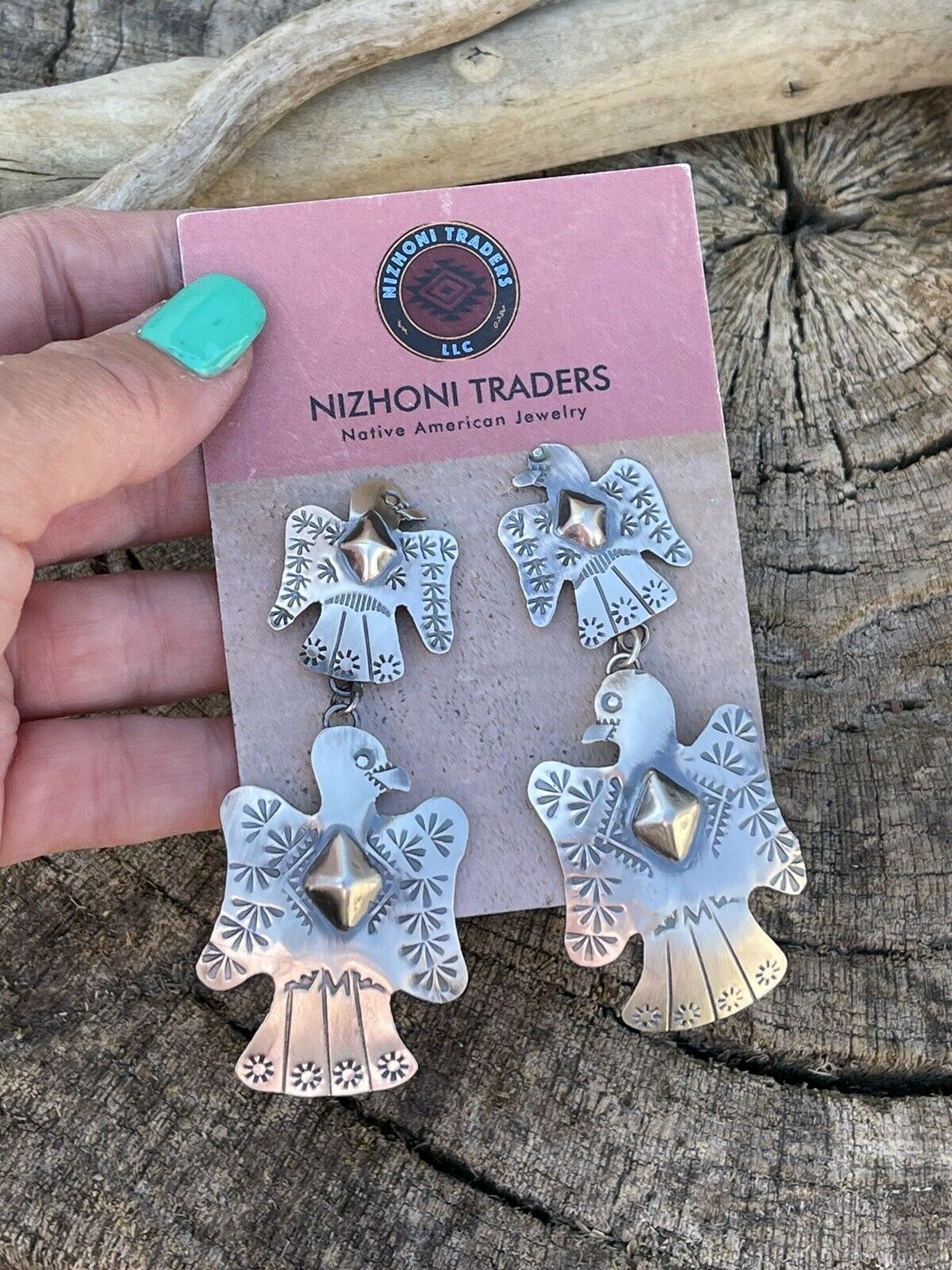 Handcrafted Sterling Silver Thunderbird Dangles by Tim Yazzie