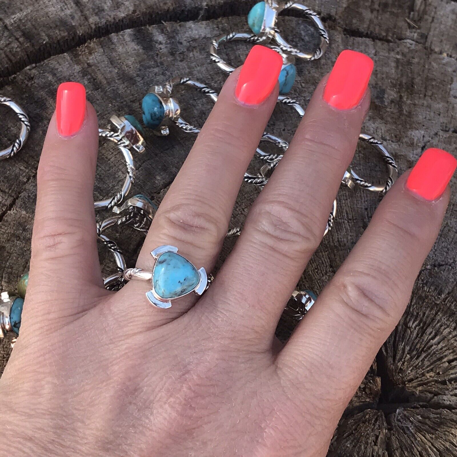 Handcrafted Sterling Silver Turquoise Triangle Ring