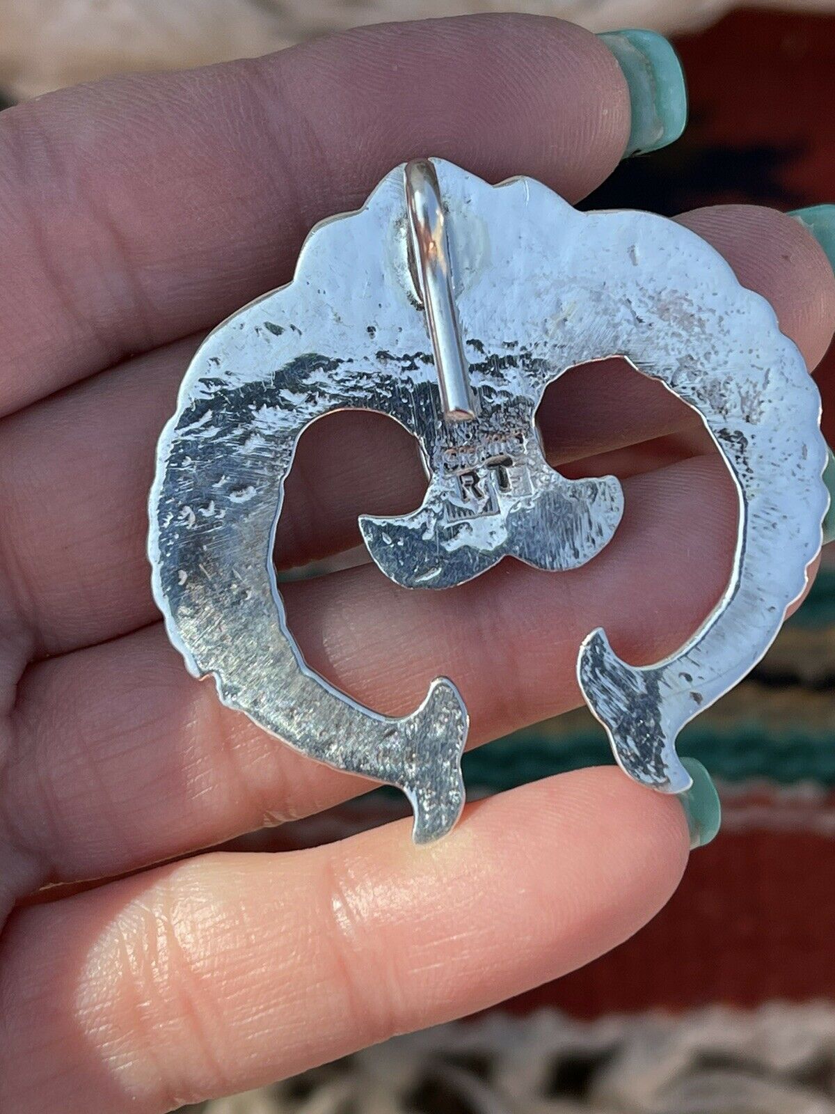 Handcrafted Sterling Silver & Turquoise Naja Pendant Signed